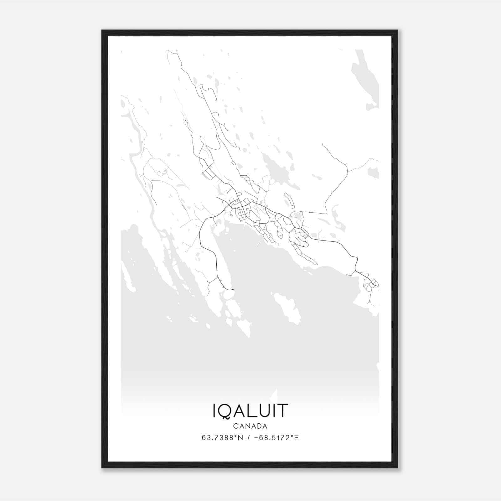 Iqaluit Canada Map Poster, Modern Home Decor Wall Art Print