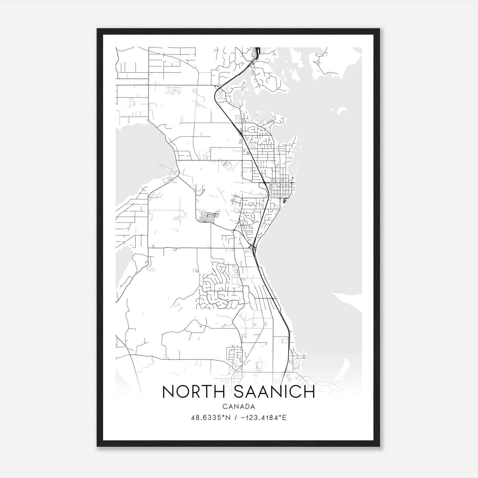 North Saanich Canada Map Poster, Modern Home Decor Wall Art Print