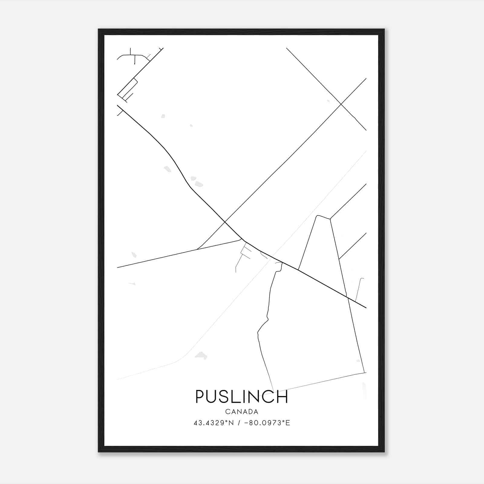 Puslinch Canada Map Poster, Modern Home Decor Wall Art Print