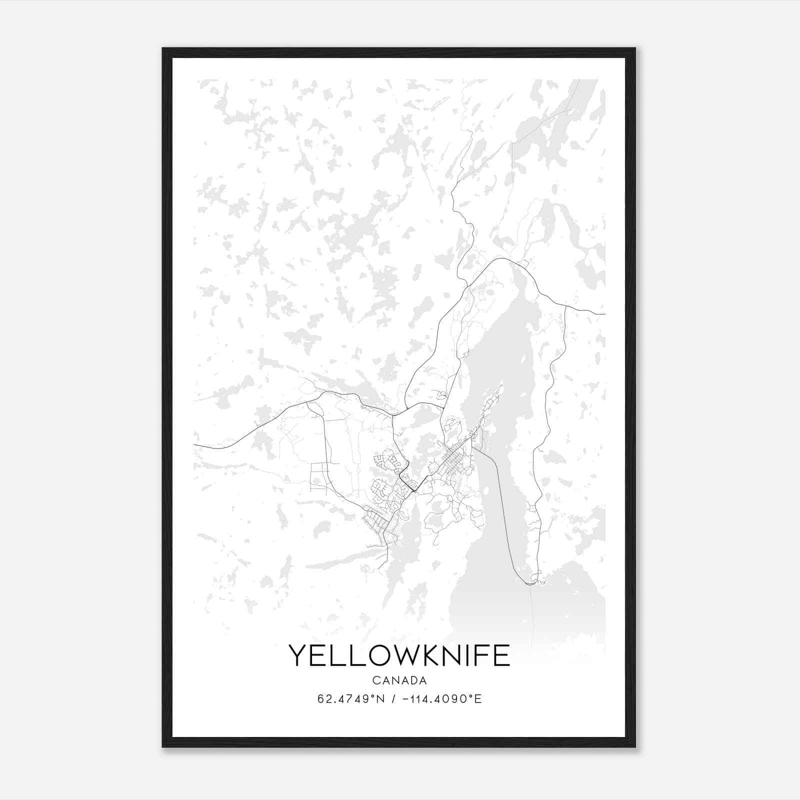 Yellowknife Canada Map Poster, Modern Home Decor Wall Art Print