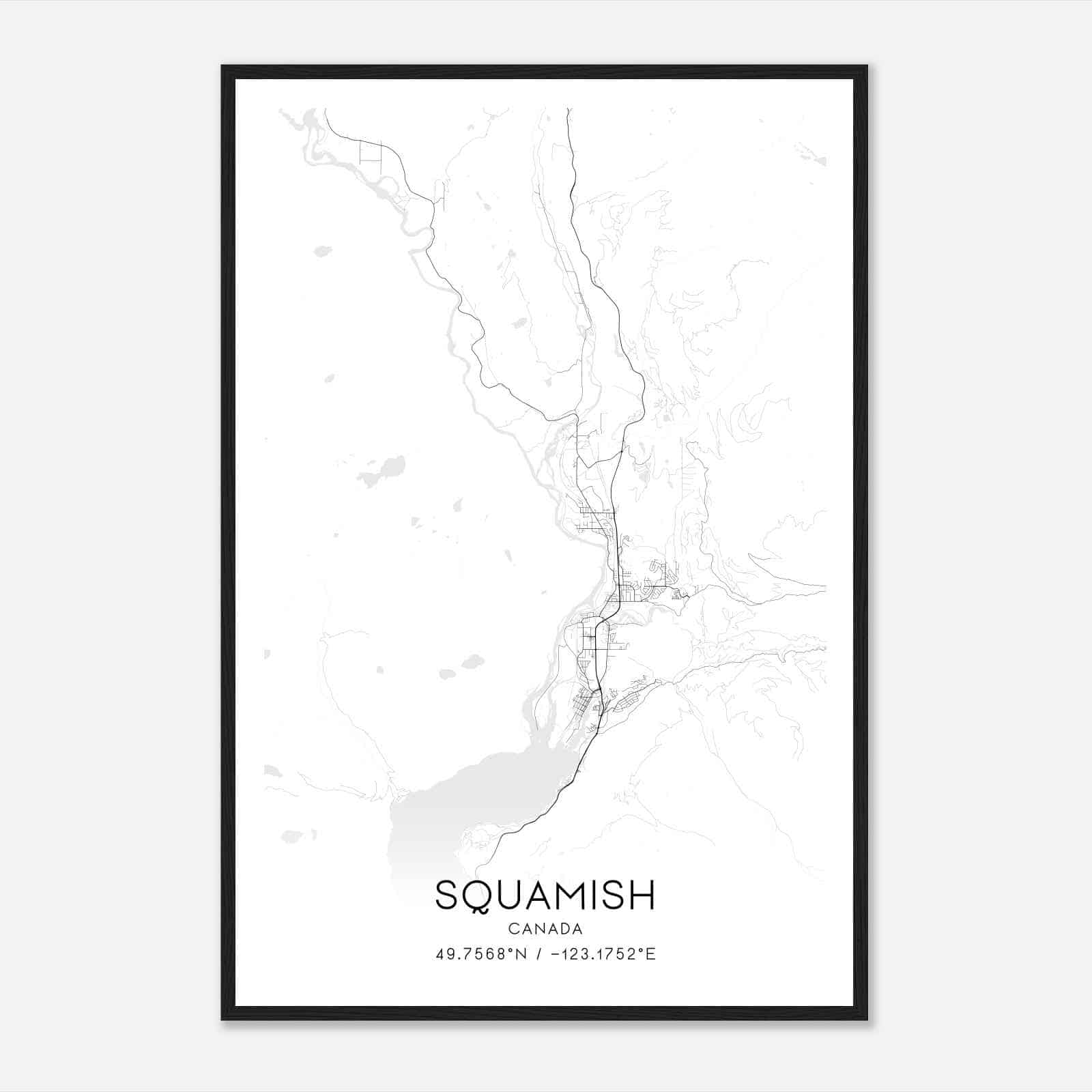 Squamish Canada Map Poster, Modern Home Decor Wall Art Print