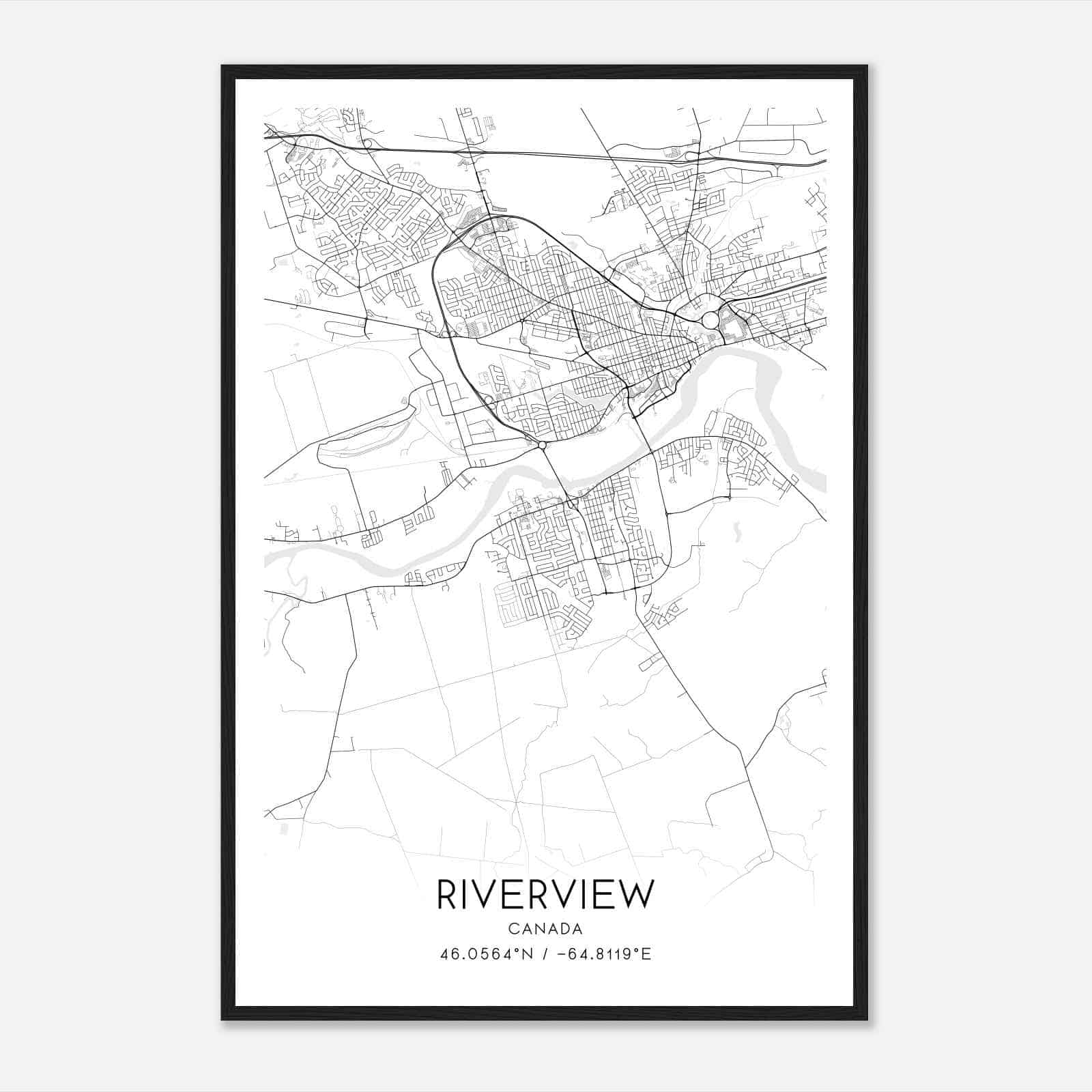 Riverview Canada Map Poster, Modern Home Decor Wall Art Print