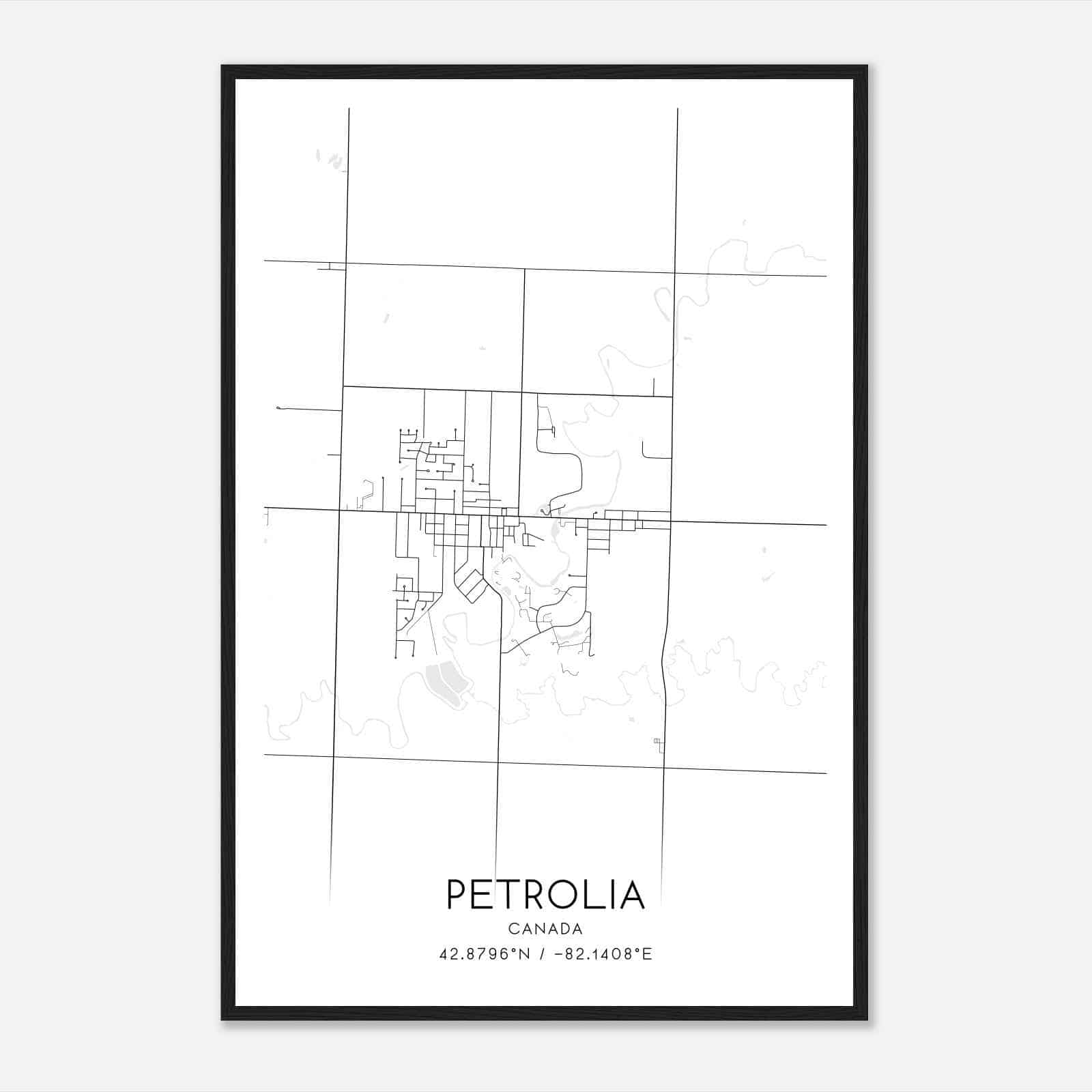 Petrolia Canada Map Poster, Modern Home Decor Wall Art Print