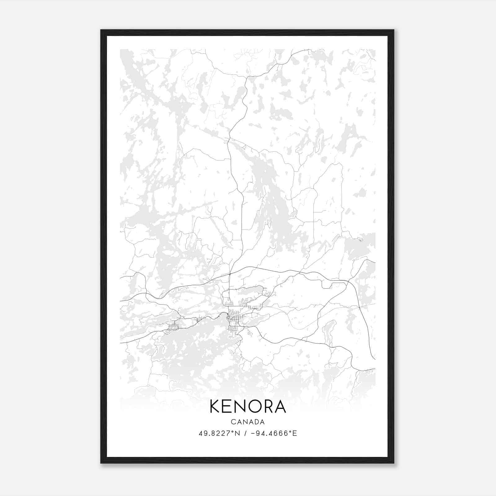 Kenora Canada Map Poster, Modern Home Decor Wall Art Print