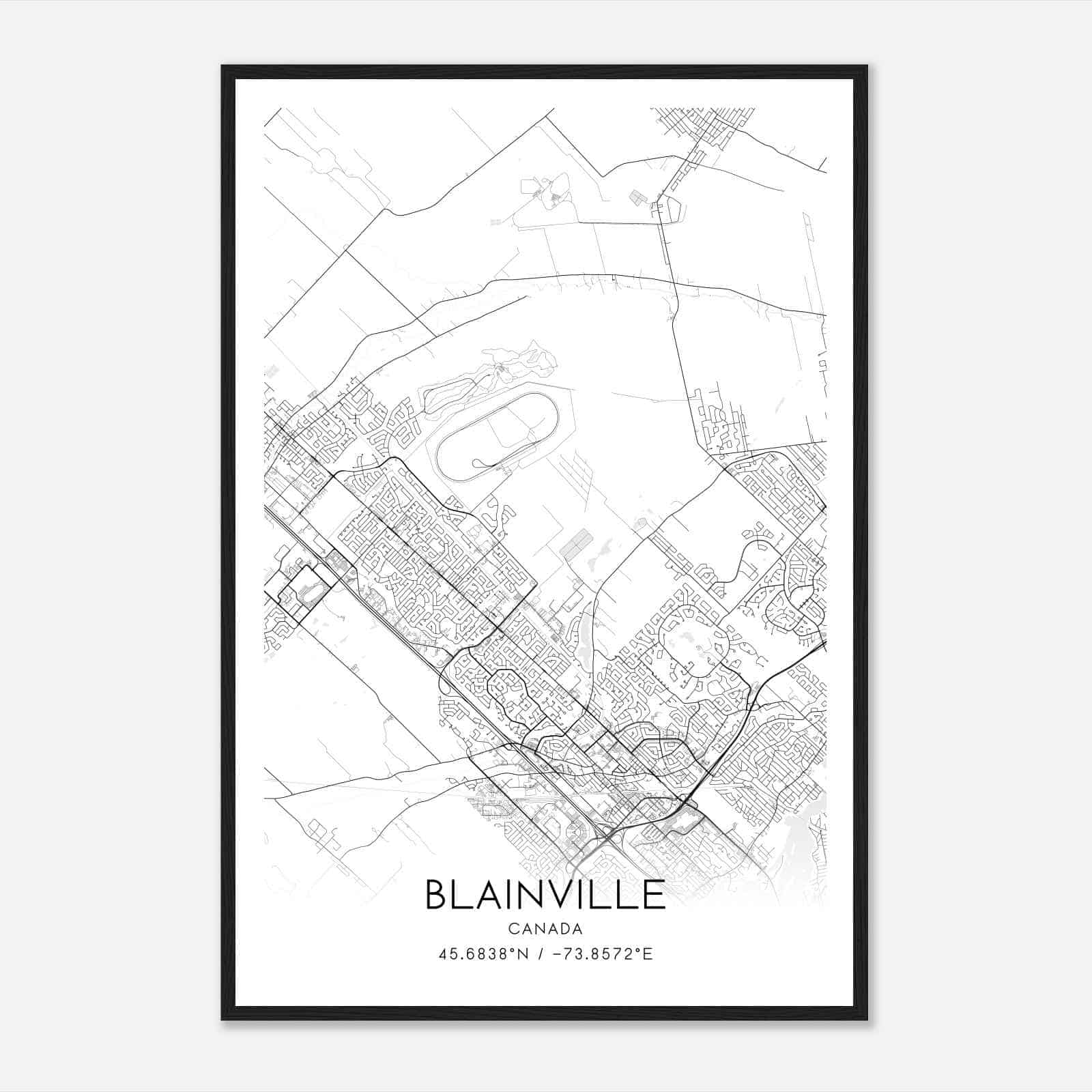 Blainville Canada Map Poster, Modern Home Decor Wall Art Print