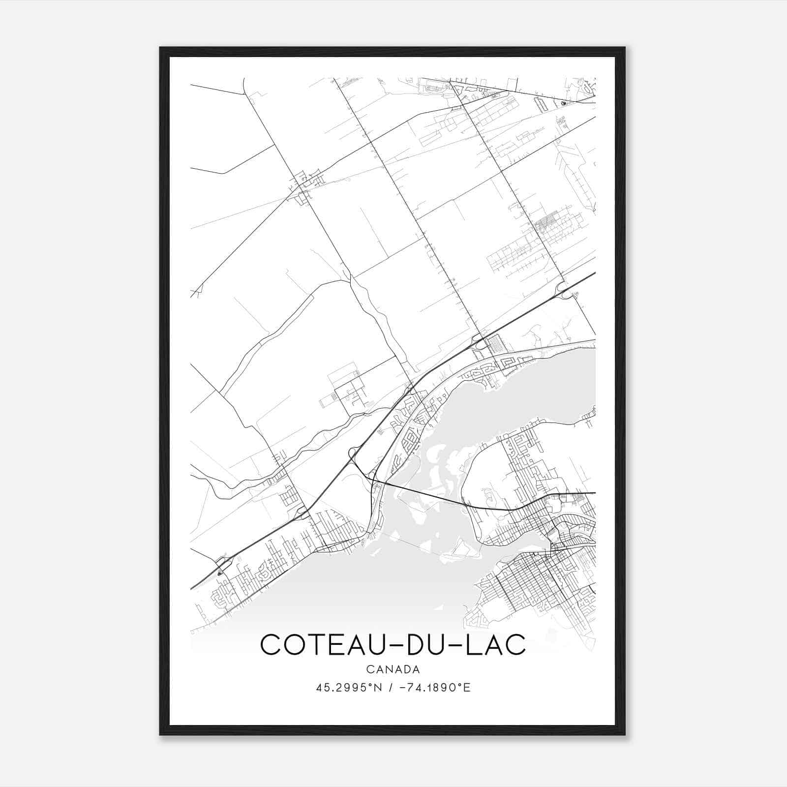 Coteau-du-Lac Canada Map Poster, Modern Home Decor Wall Art Print