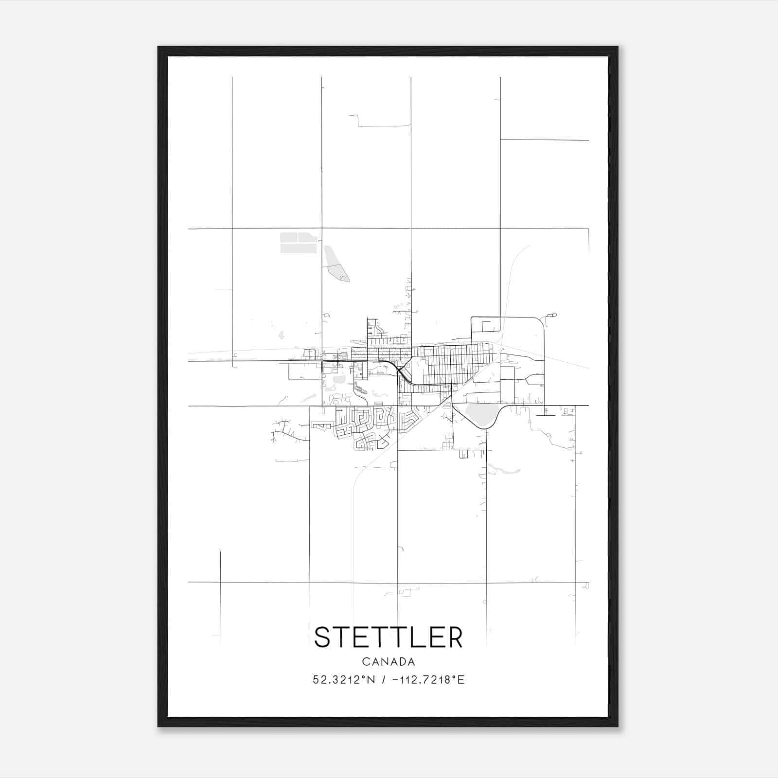Stettler Canada Map Poster, Modern Home Decor Wall Art Print