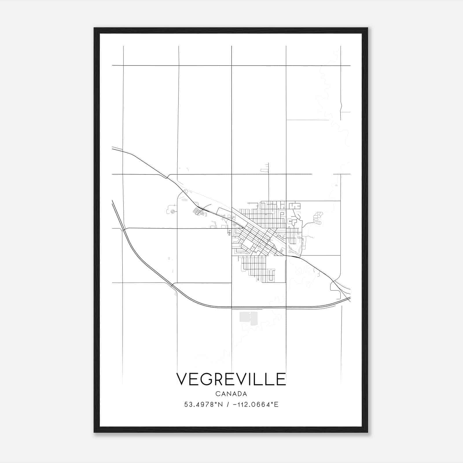Vegreville Canada Map Poster, Modern Home Decor Wall Art Print