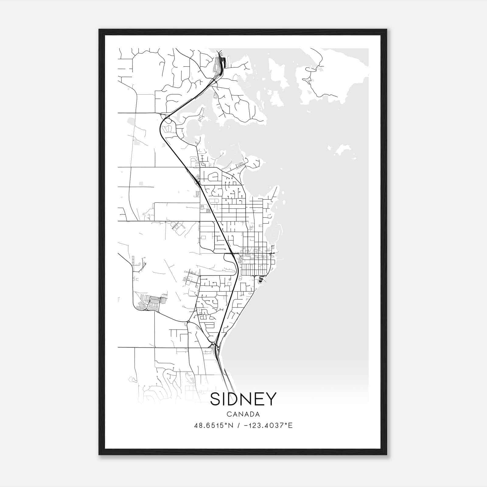 Sidney Canada Map Poster, Modern Home Decor Wall Art Print