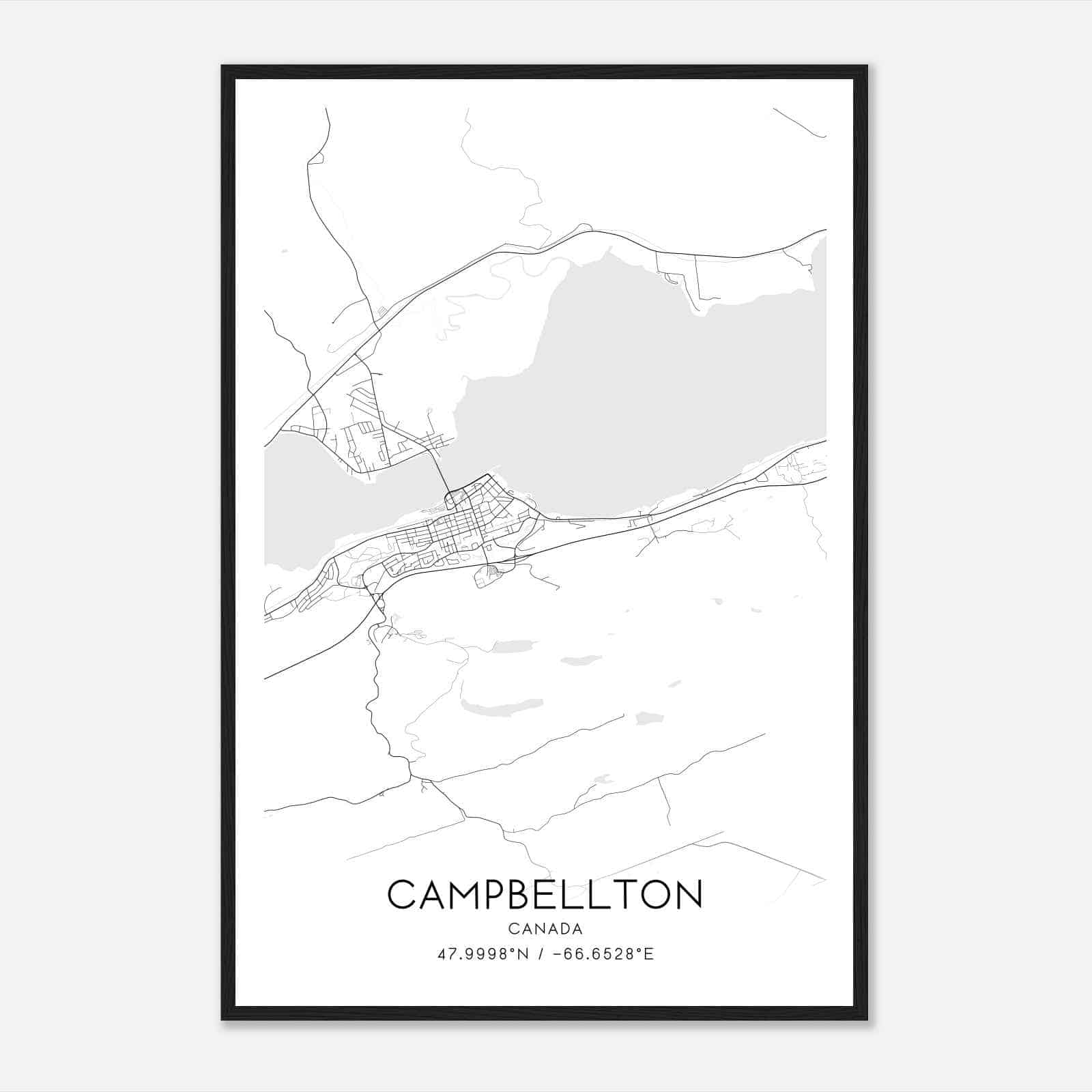 Campbellton Canada Map Poster, Modern Home Decor Wall Art Print