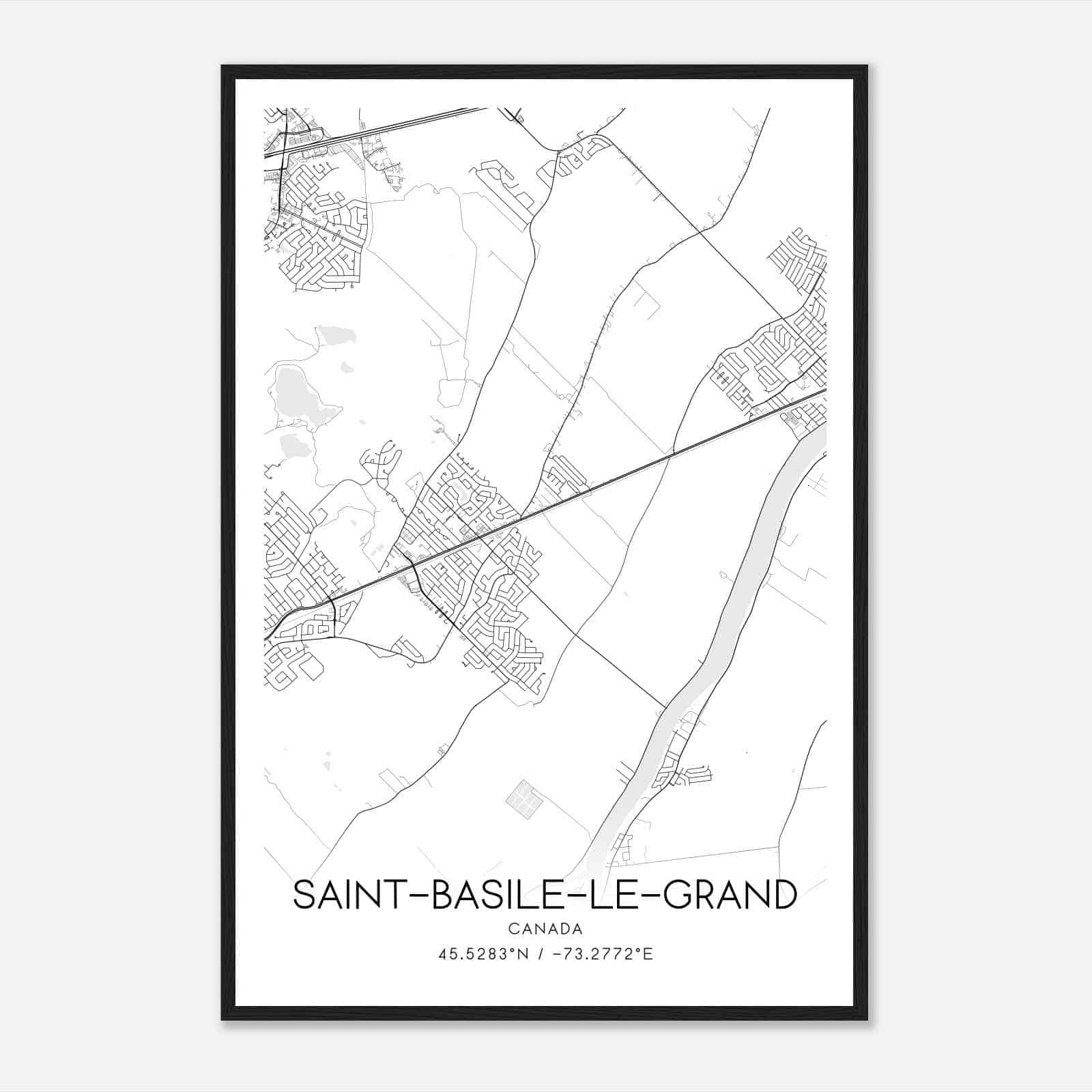 Saint-Basile-le-Grand Canada Map Poster, Modern Home Decor Wall Art Print