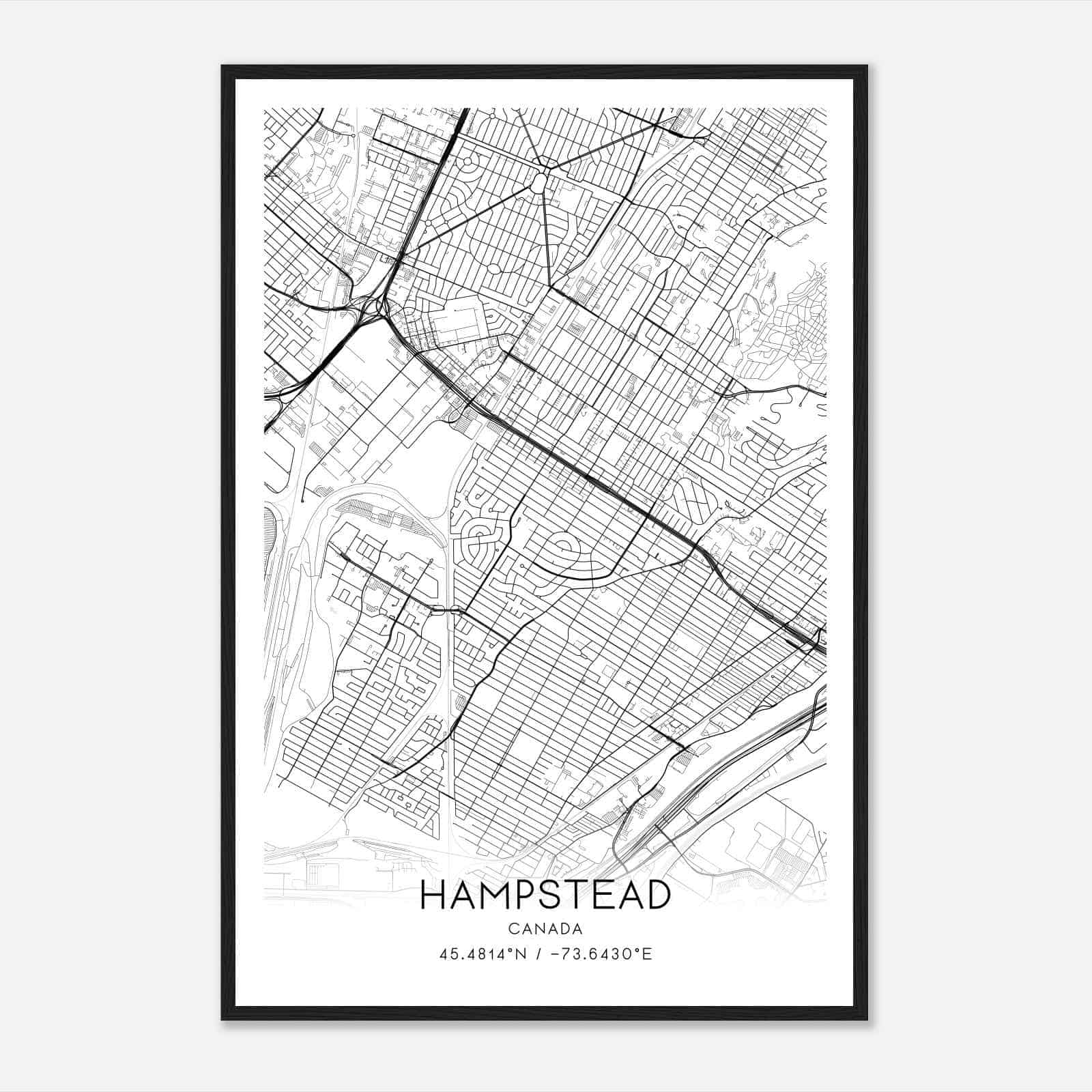 Hampstead Canada Map Poster, Modern Home Decor Wall Art Print