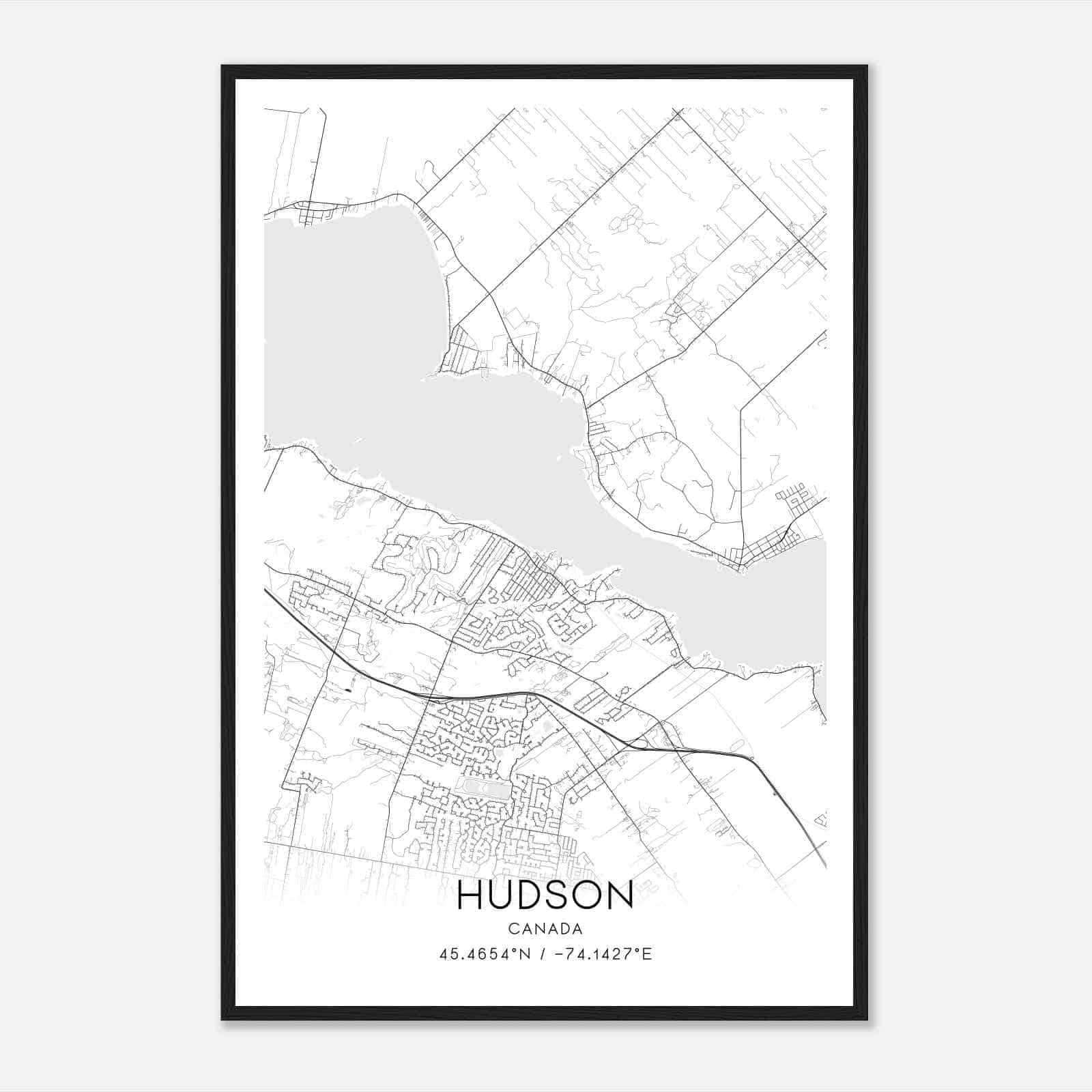 Hudson Canada Map Poster, Modern Home Decor Wall Art Print