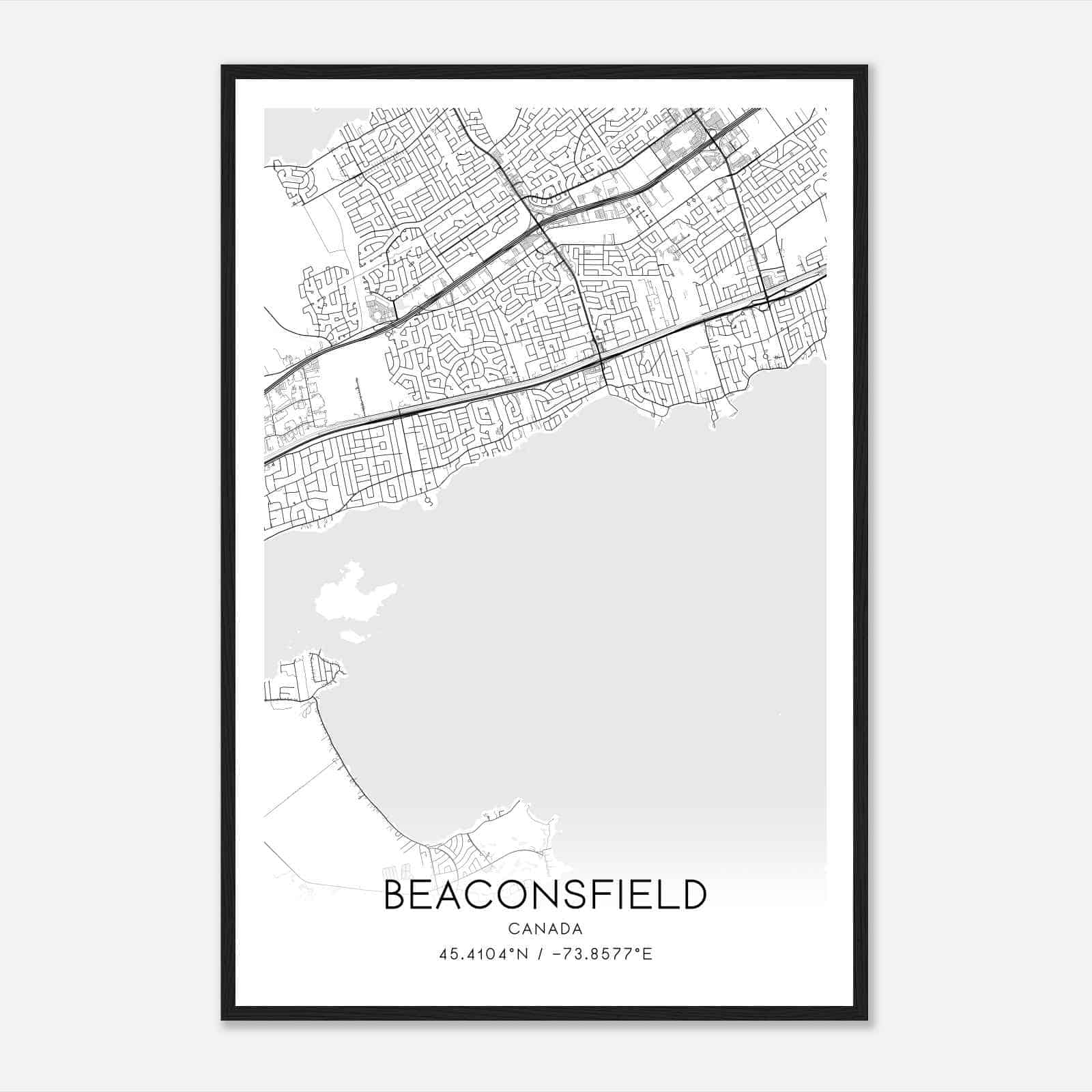 Beaconsfield Canada Map Poster, Modern Home Decor Wall Art Print