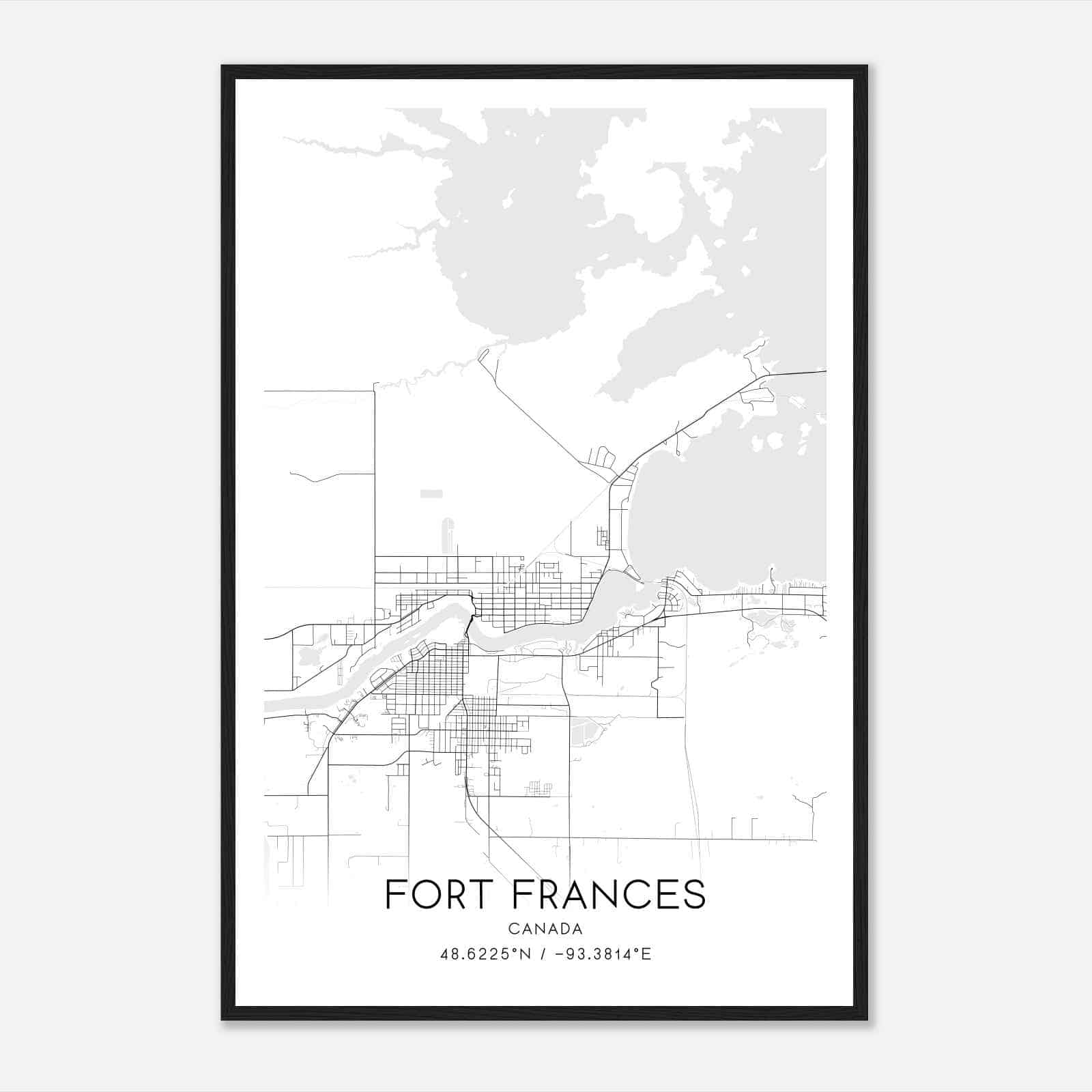 Fort Frances Canada Map Poster, Modern Home Decor Wall Art Print