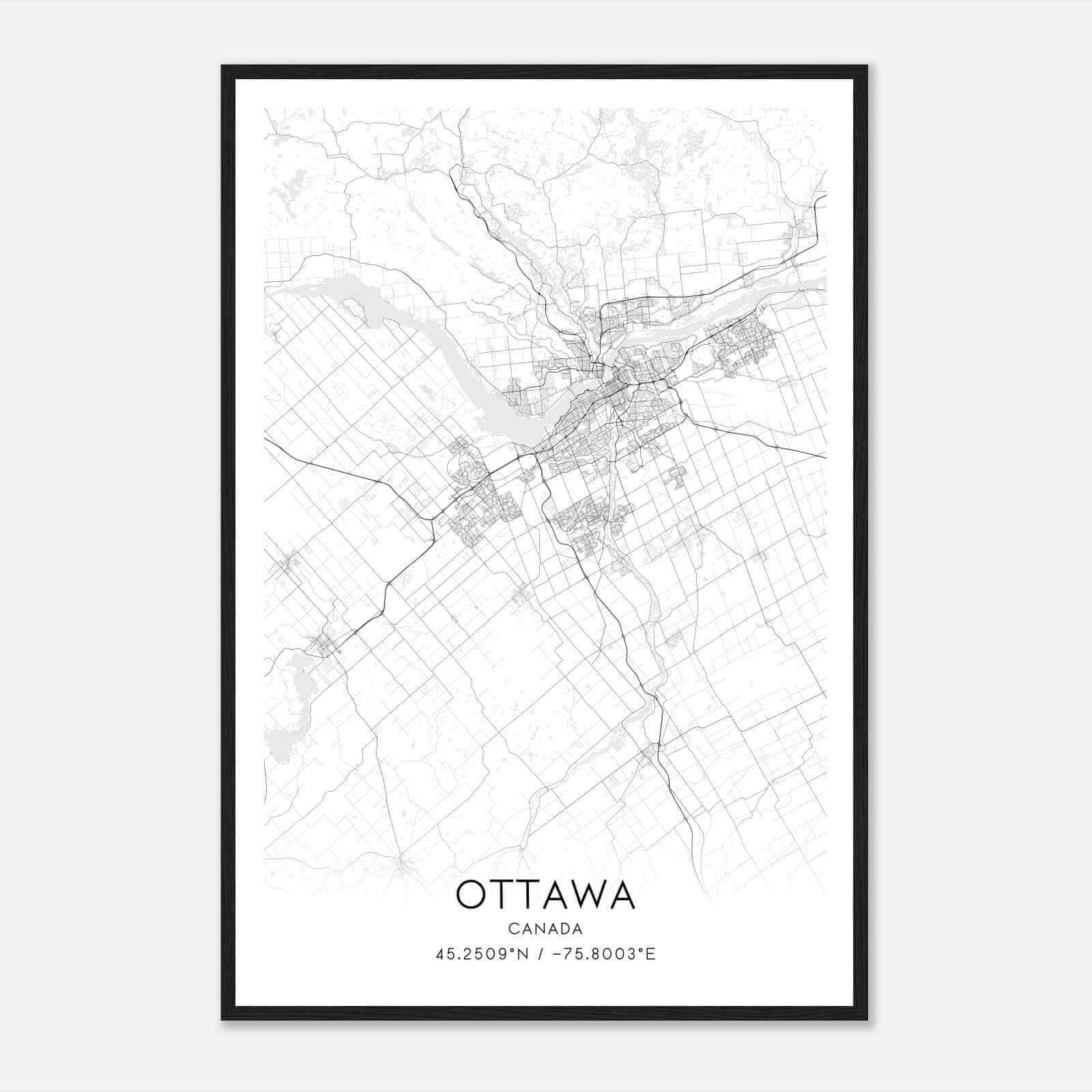 Ottawa Canada Map Poster, Modern Home Decor Wall Art Print