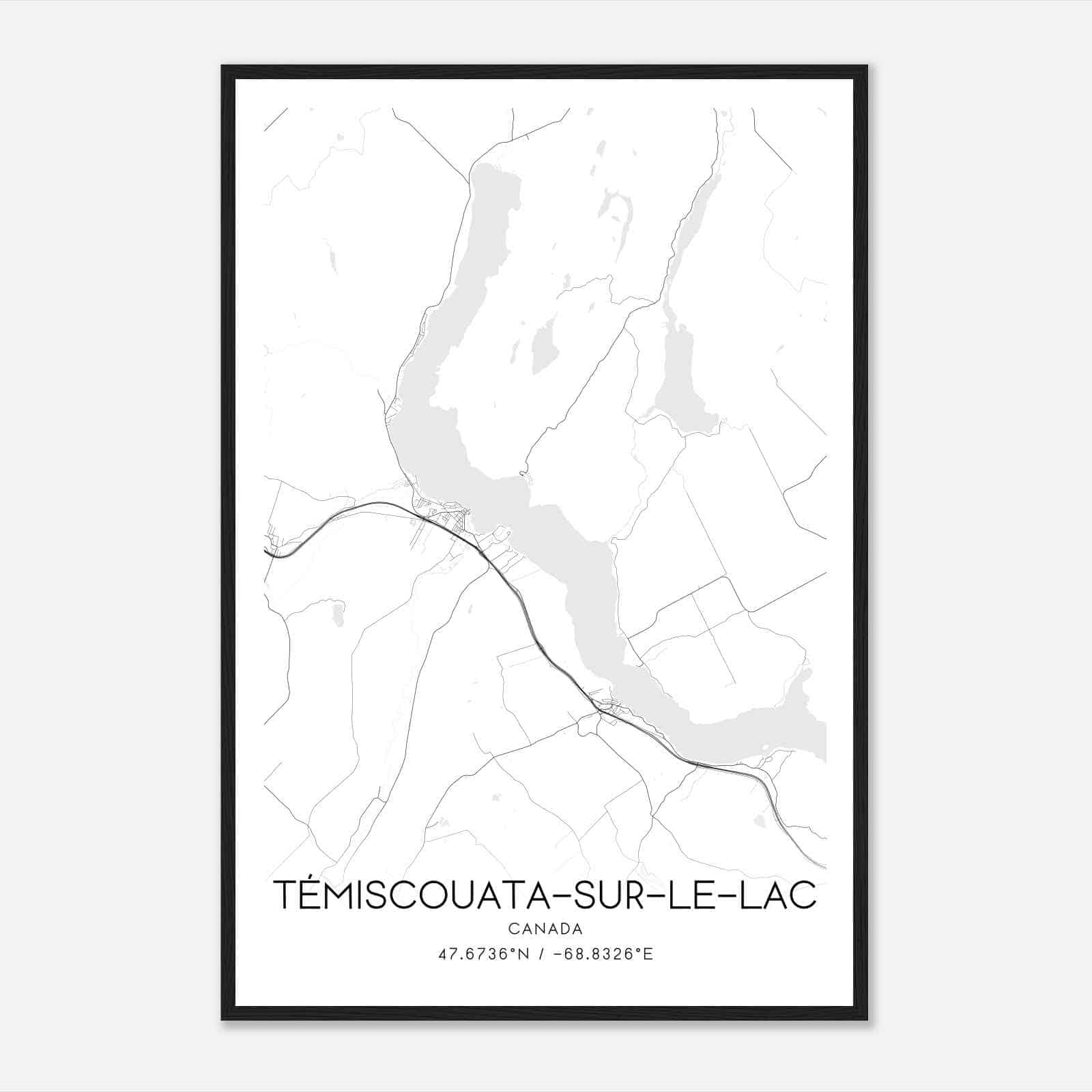Temiscouata-sur-le-Lac Canada Map Poster, Modern Home Decor Wall Art Print