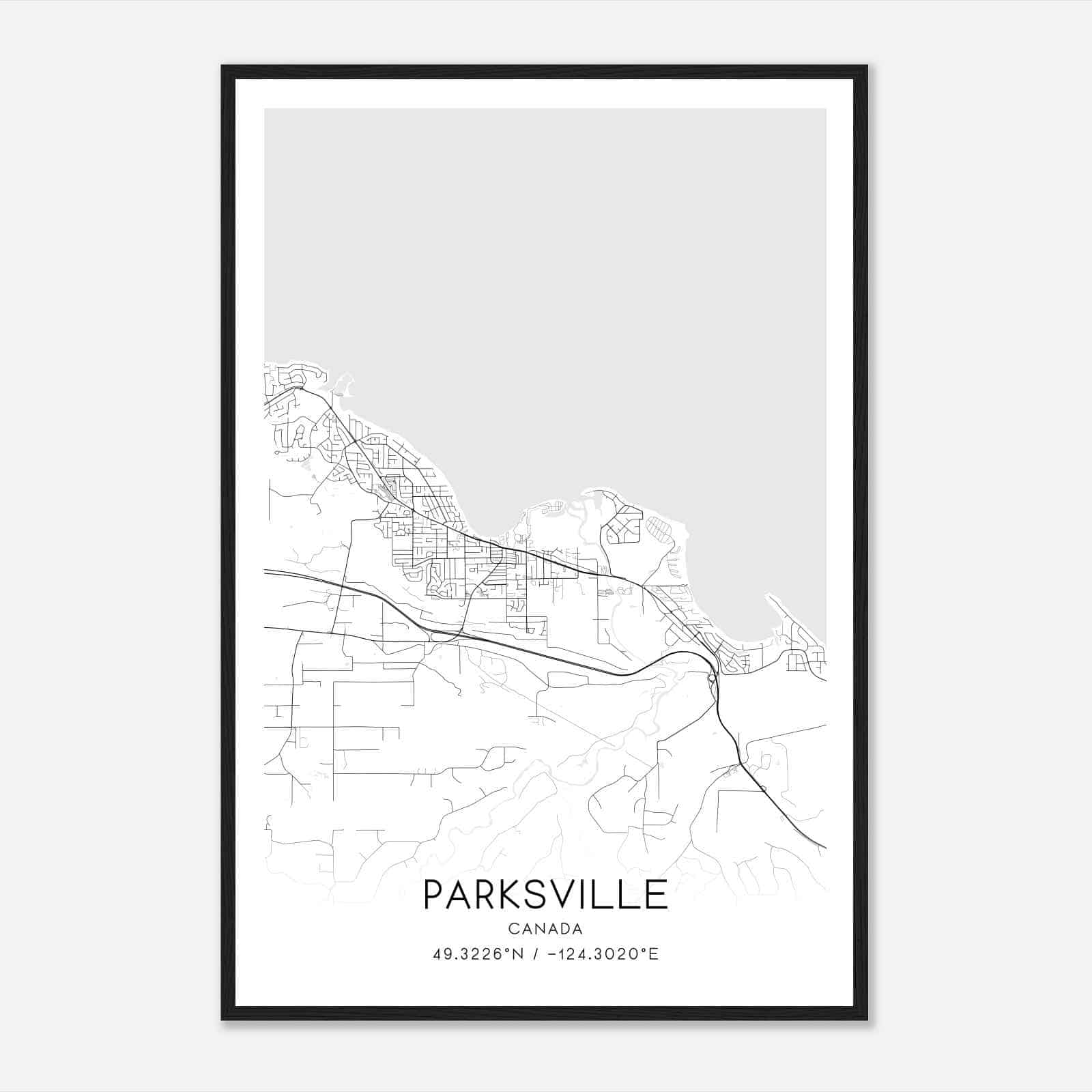 Parksville Canada Map Poster, Modern Home Decor Wall Art Print