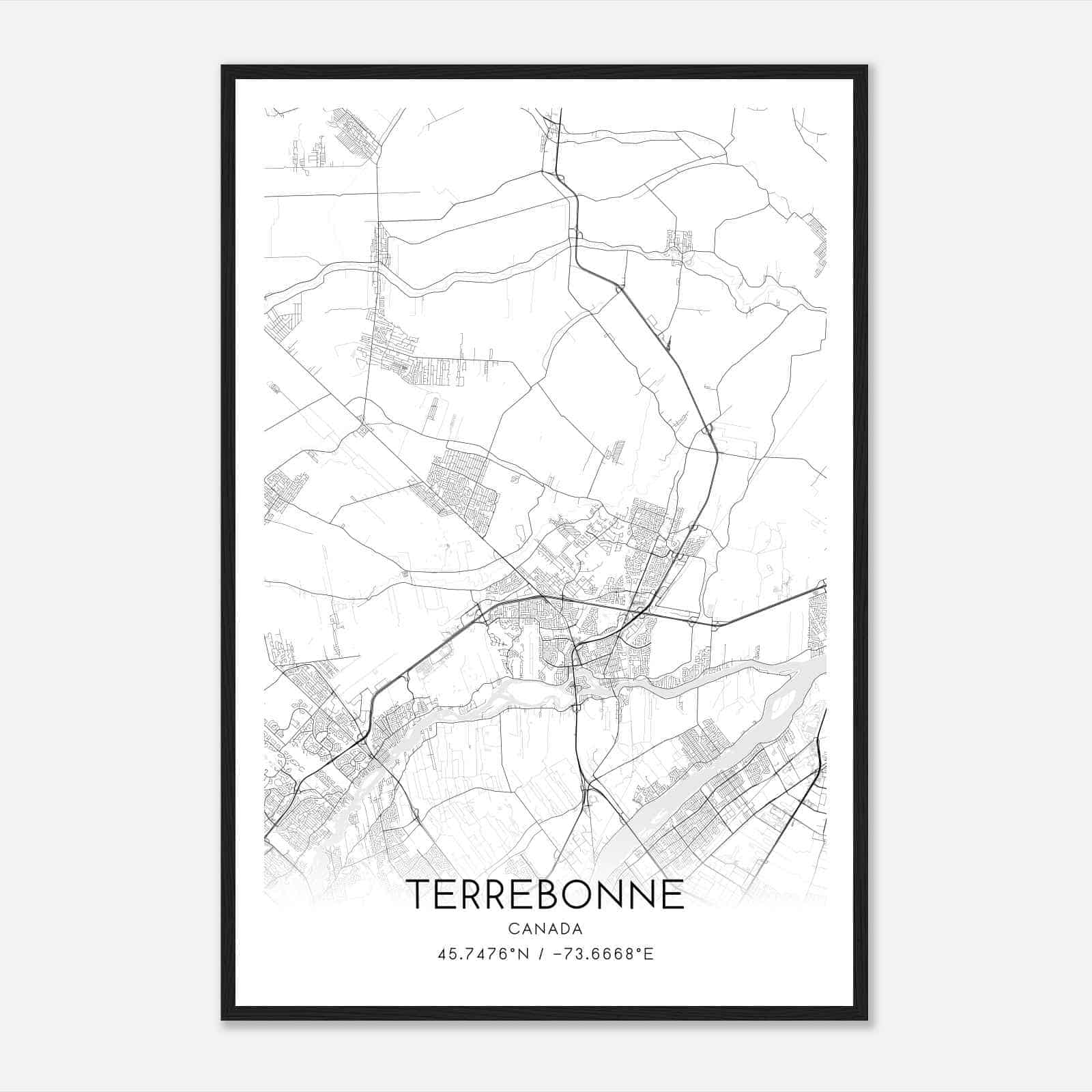 Terrebonne Canada Map Poster, Modern Home Decor Wall Art Print Terrebonne Canada Map Poster, Modern Home Decor Wall Art Print