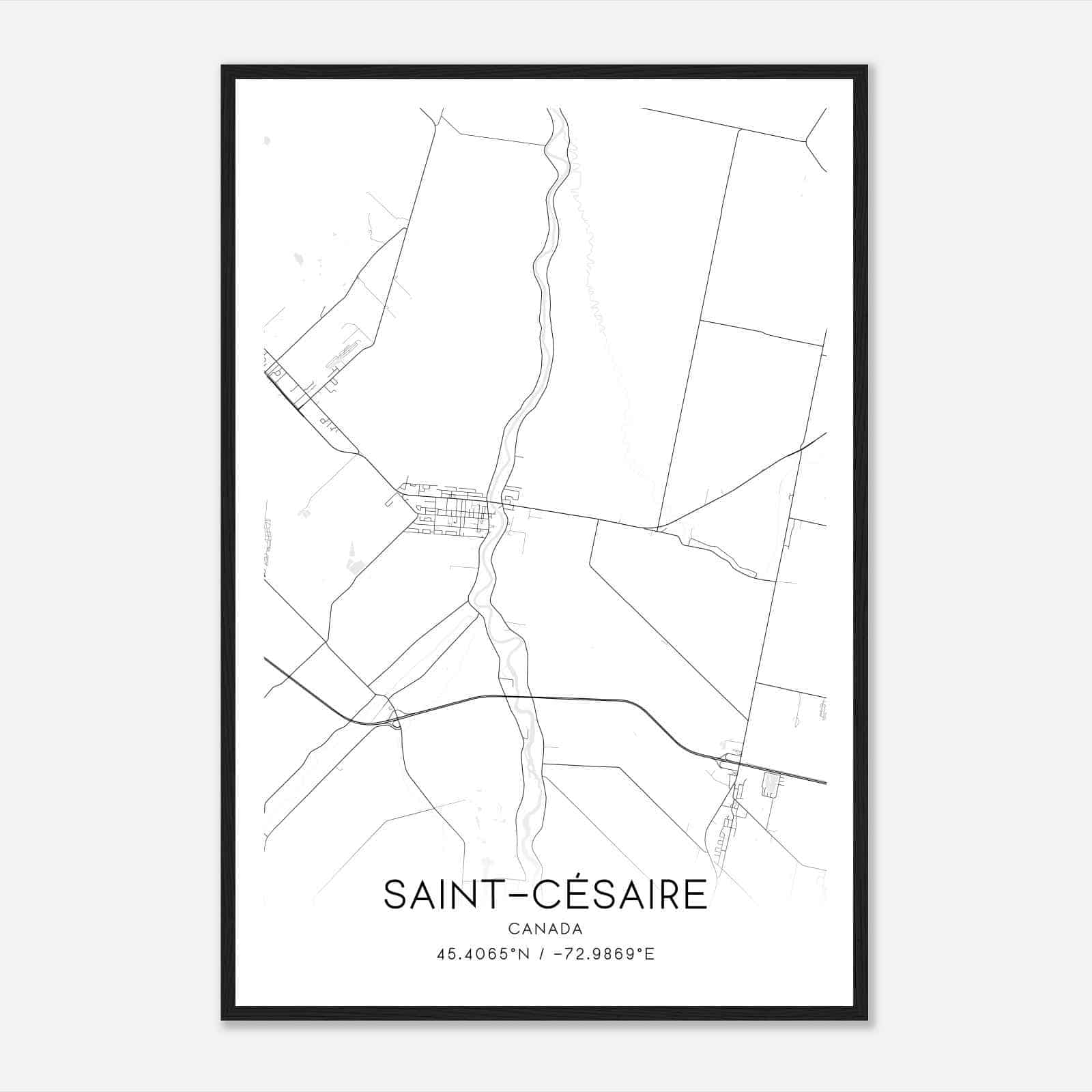 Saint-Cesaire Canada Map Poster, Modern Home Decor Wall Art Print