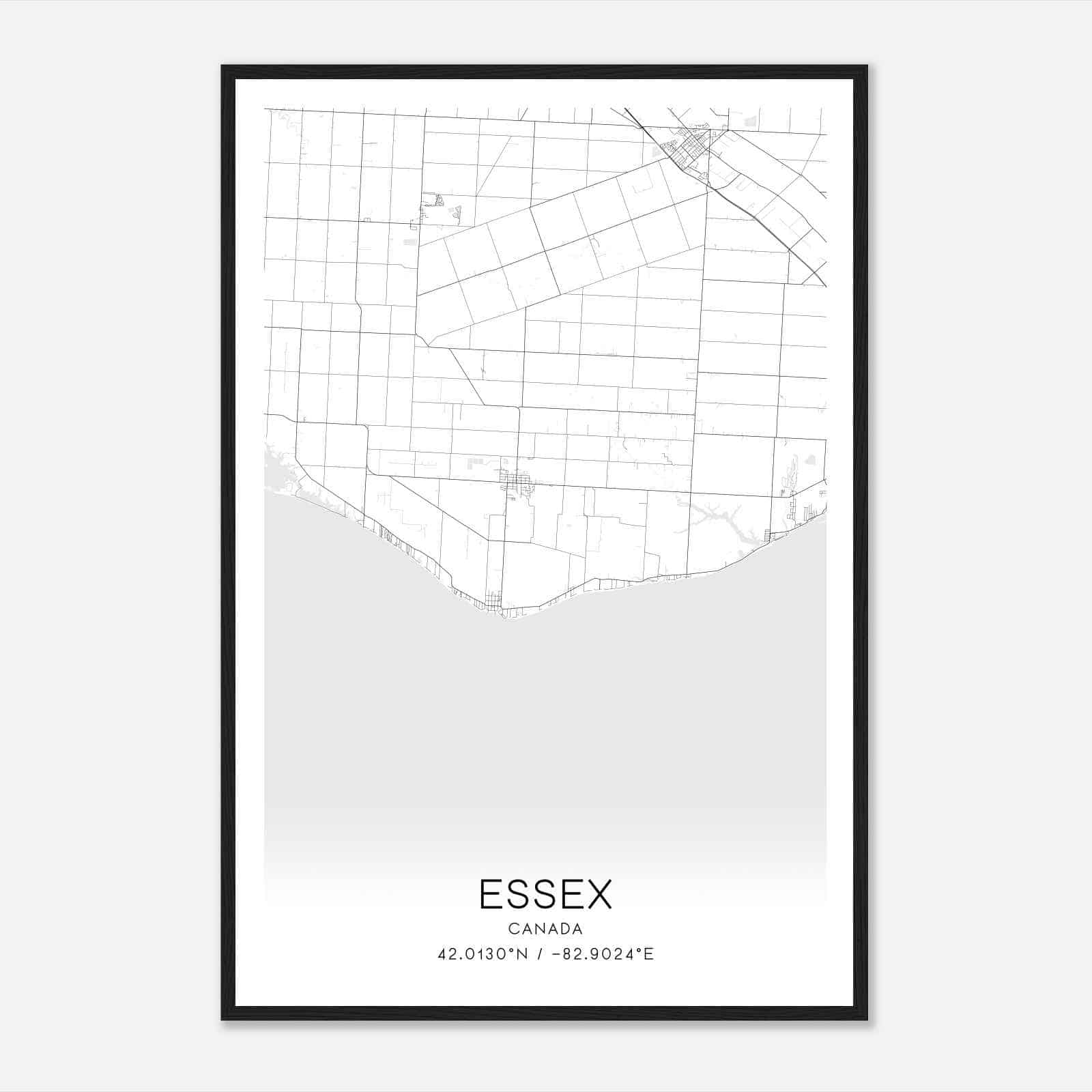 Essex Canada Map Poster, Modern Home Decor Wall Art Print