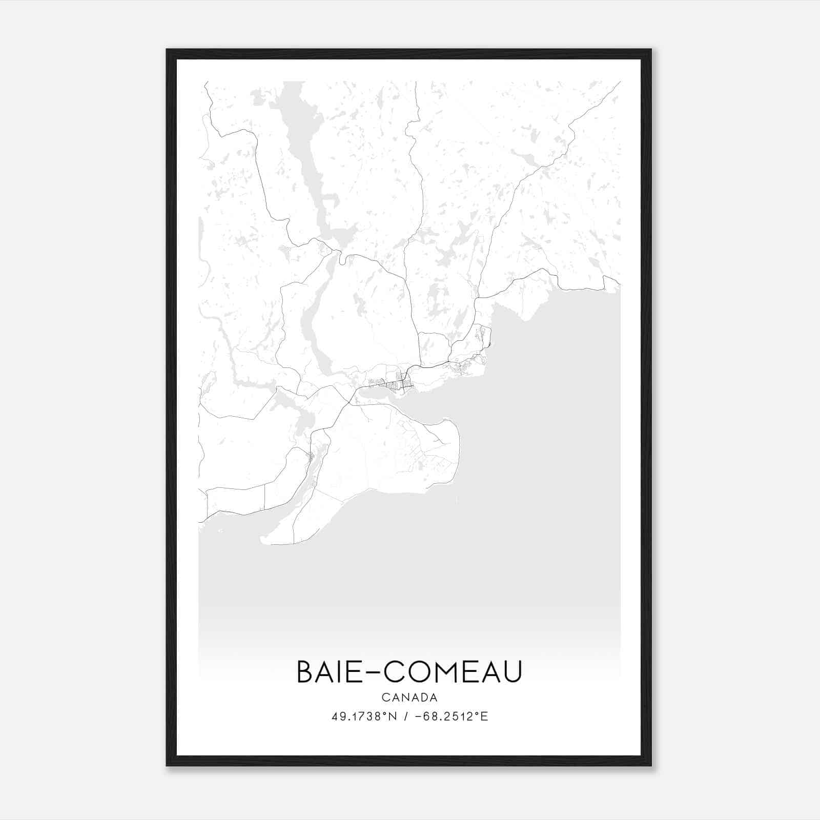 Baie-Comeau Canada Map Poster, Modern Home Decor Wall Art Print