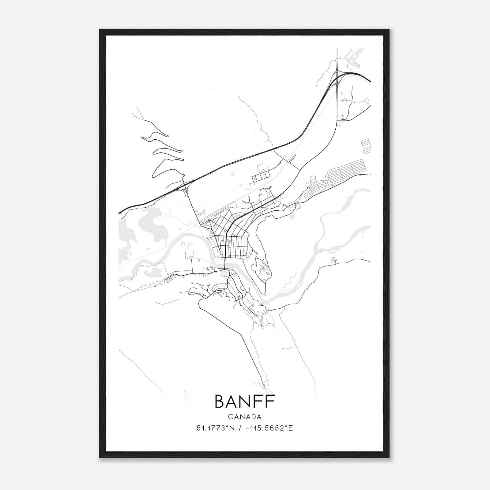 Banff Canada Map Poster, Modern Home Decor Wall Art Print