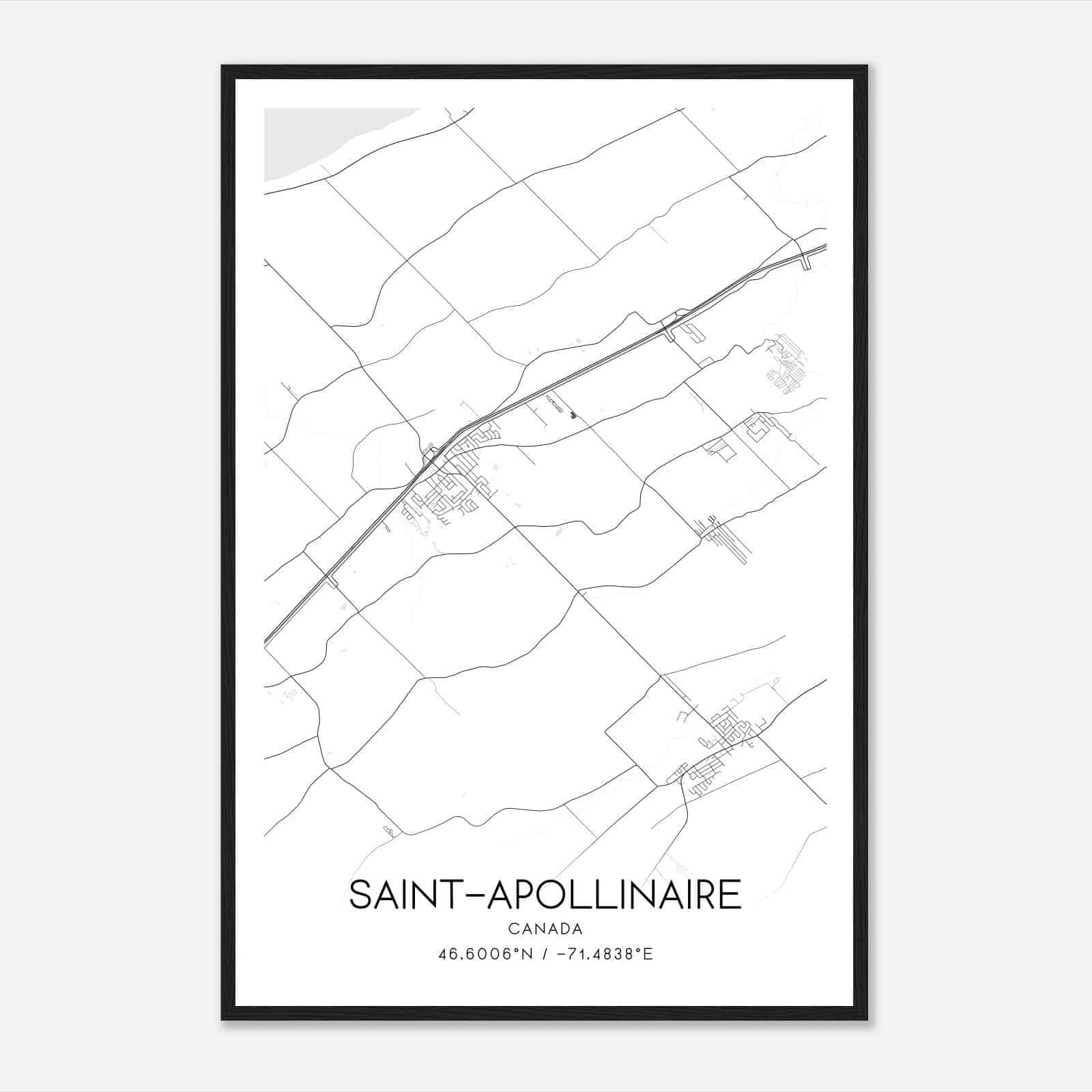Saint-Apollinaire Canada Map Poster, Modern Home Decor Wall Art Print