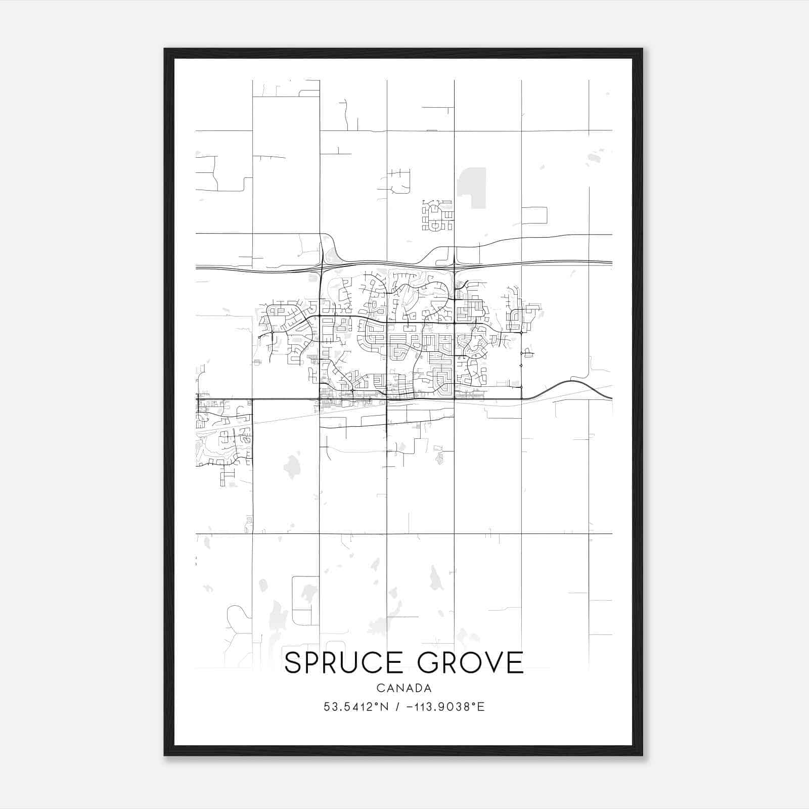 Spruce Grove Canada Map Poster, Modern Home Decor Wall Art Print