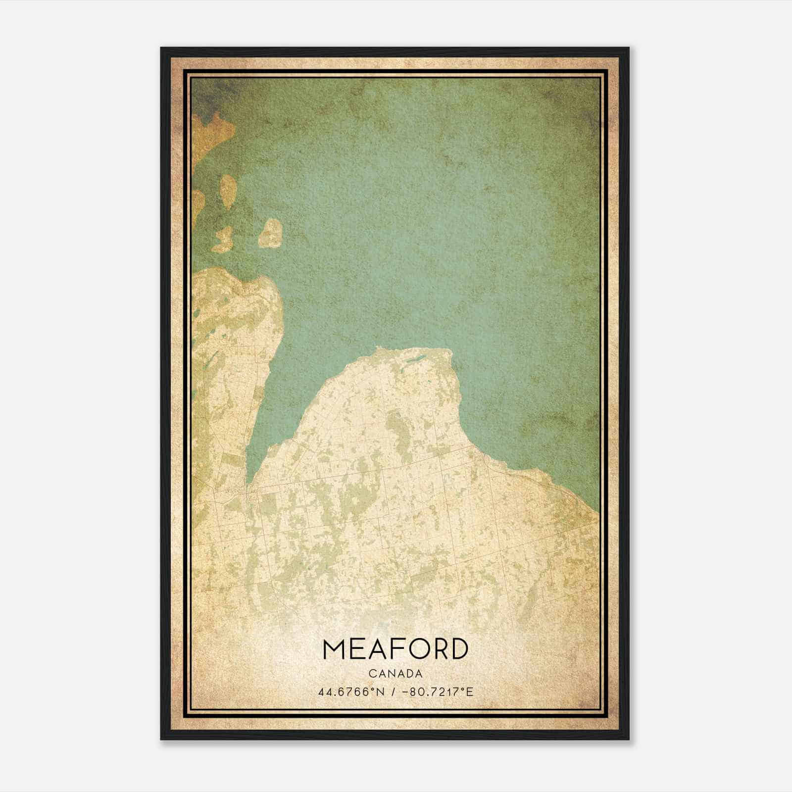 Vintage Meaford Canada Map Poster, Meaford City Road Wall Art Print