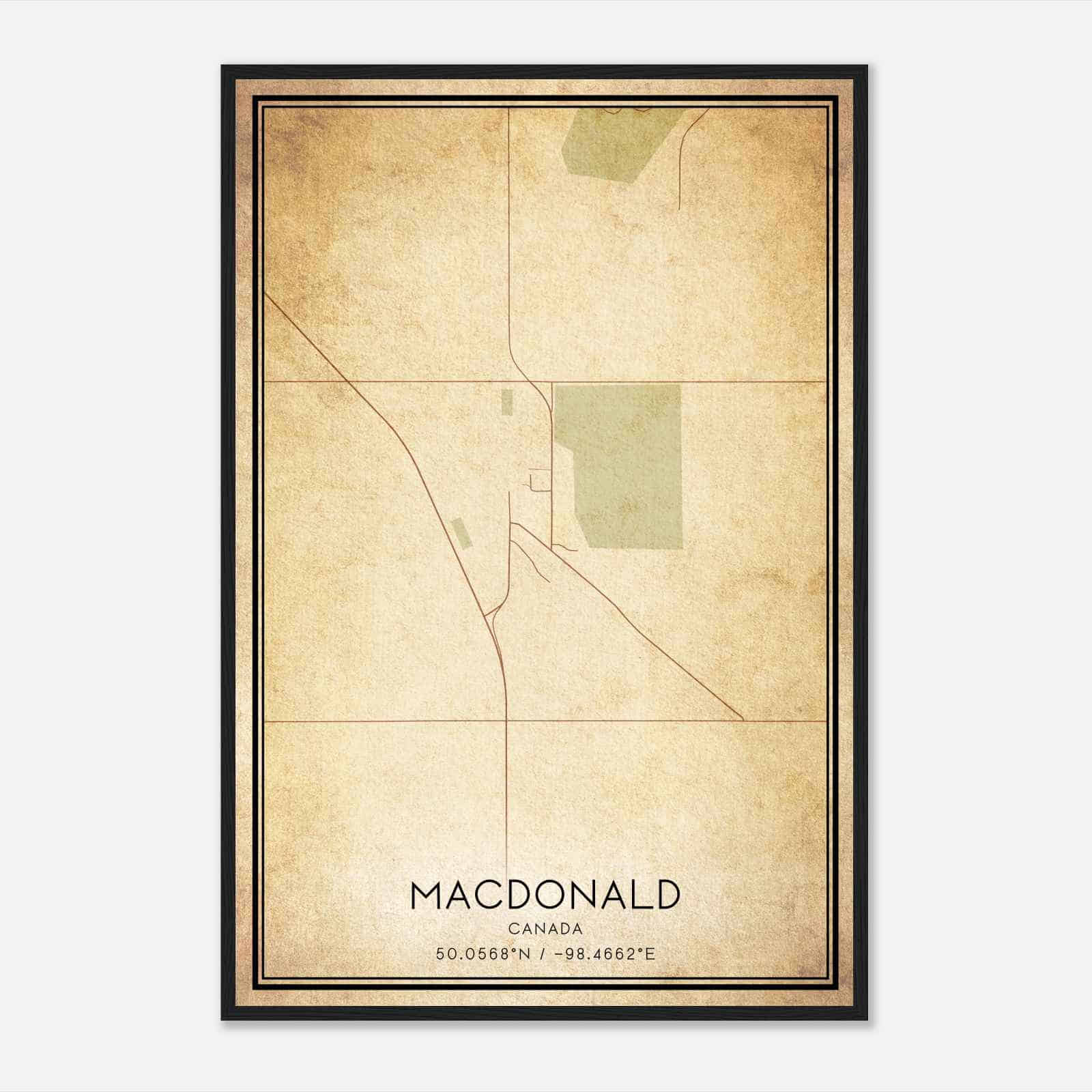Vintage Macdonald Canada Map Poster, Macdonald City Road Wall Art Print