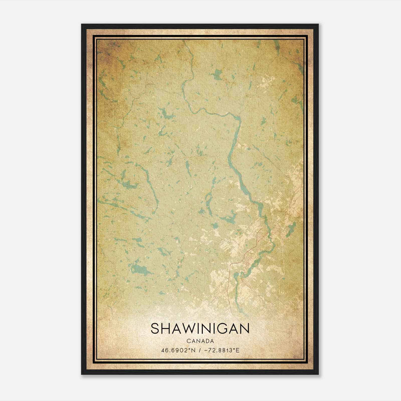 Vintage Shawinigan Canada Map Poster, Shawinigan City Road Wall Art Print