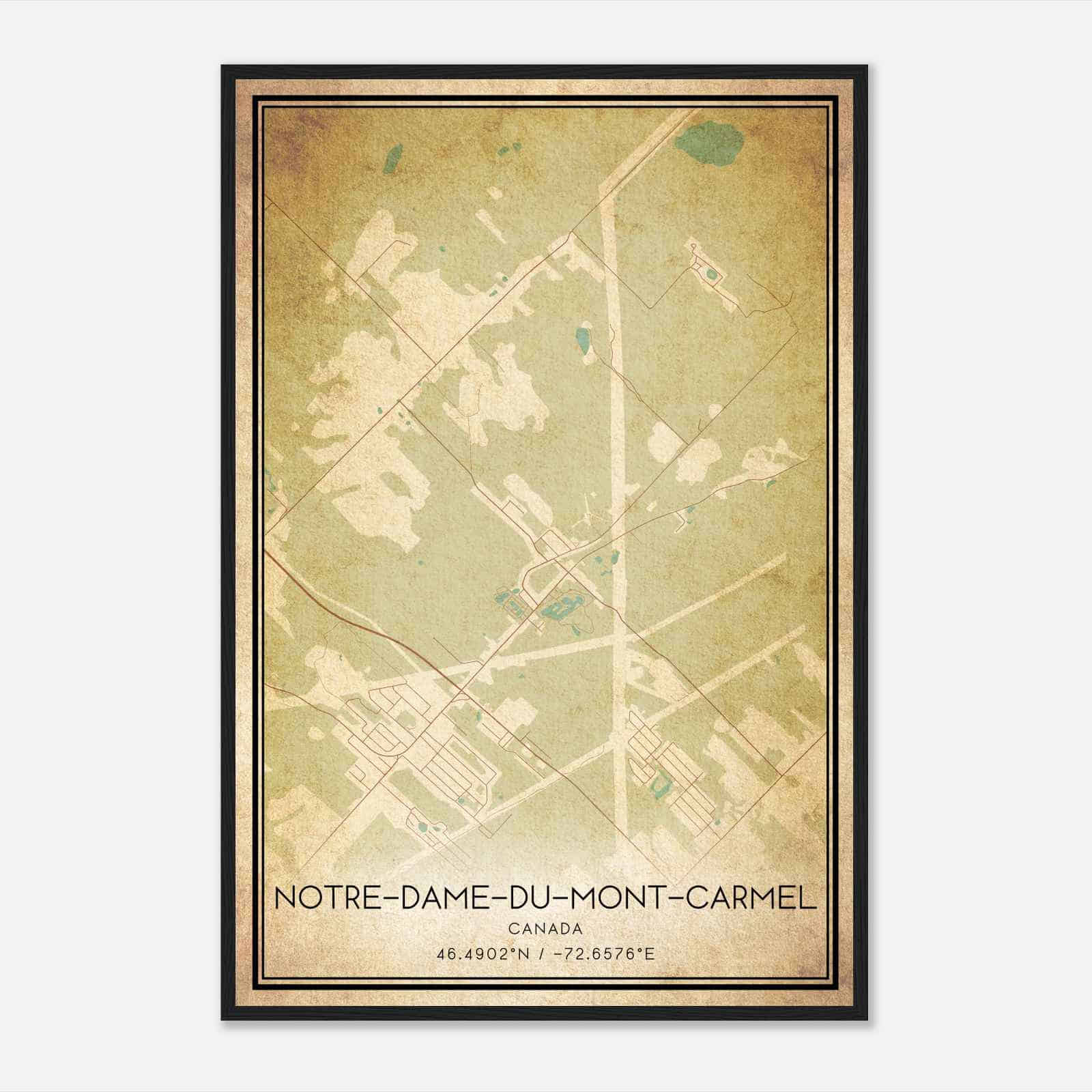 Vintage Notre-Dame-du-Mont-Carmel Canada Map Poster, Notre-Dame-du-Mont-Carmel City Road Wall Art Print