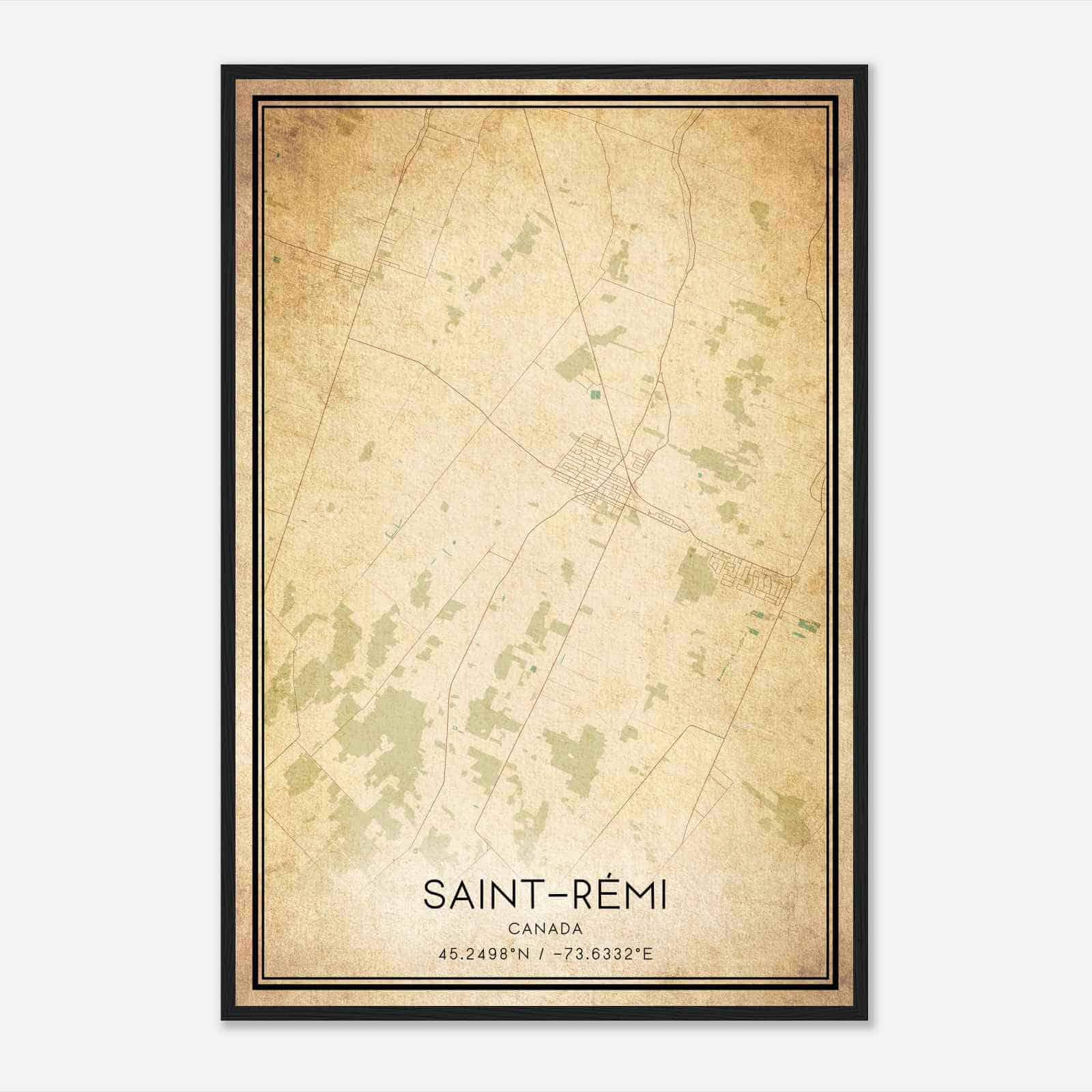 Vintage Saint-Remi Canada Map Poster, Saint-Remi City Road Wall Art Print