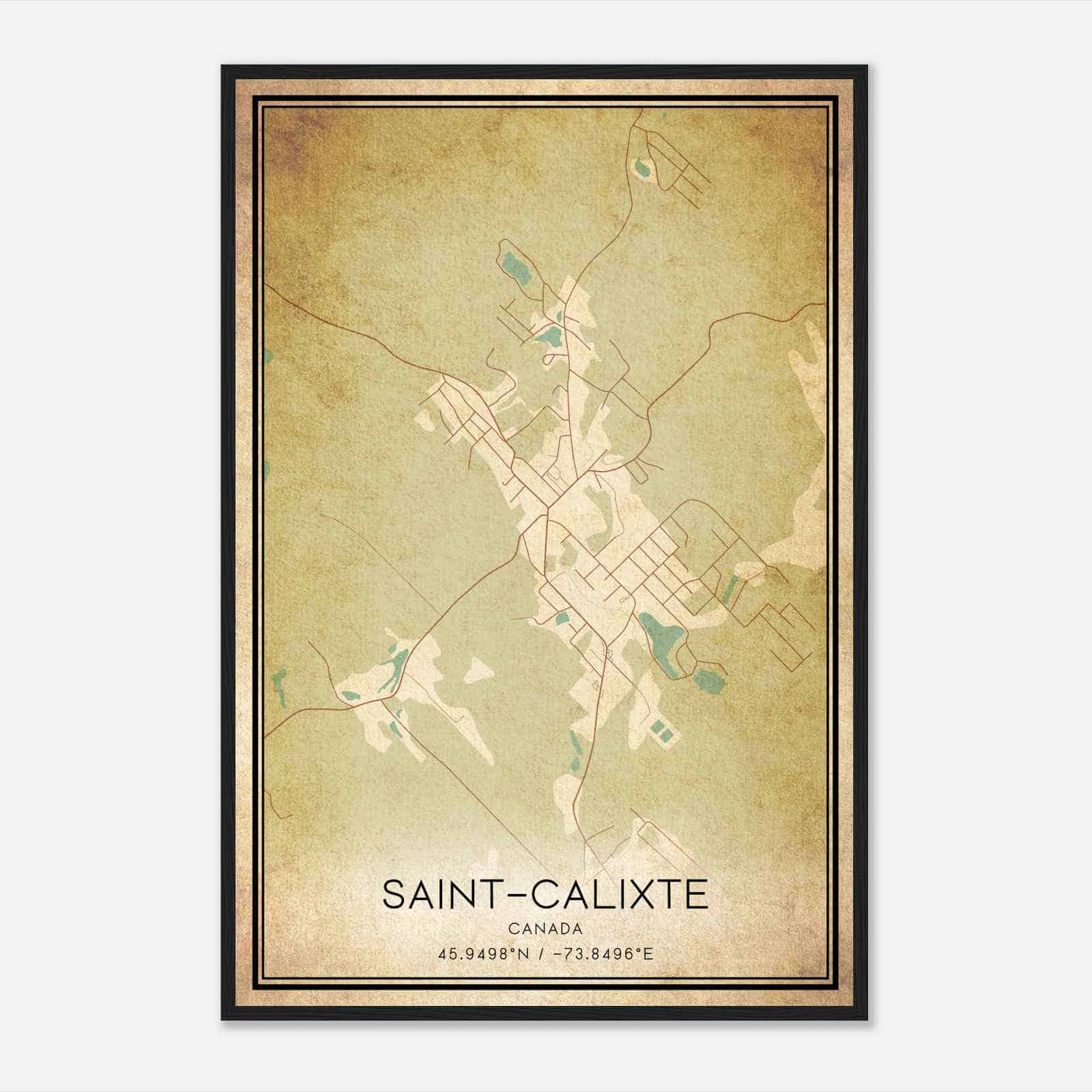 Vintage Saint-Calixte Canada Map Poster, Saint-Calixte City Road Wall Art Print