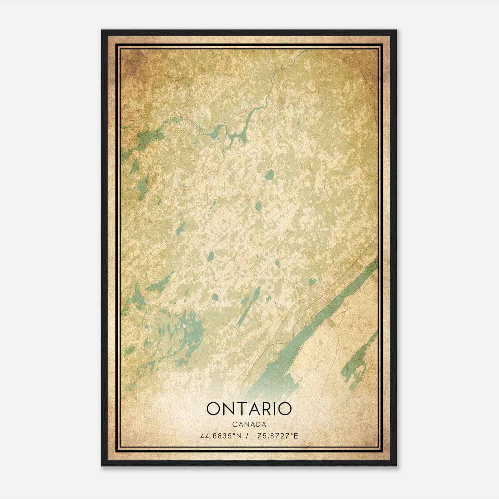 Vintage Elizabethtown-Kitley Canada Map Poster, Elizabethtown-Kitley City Road Wall Art Print