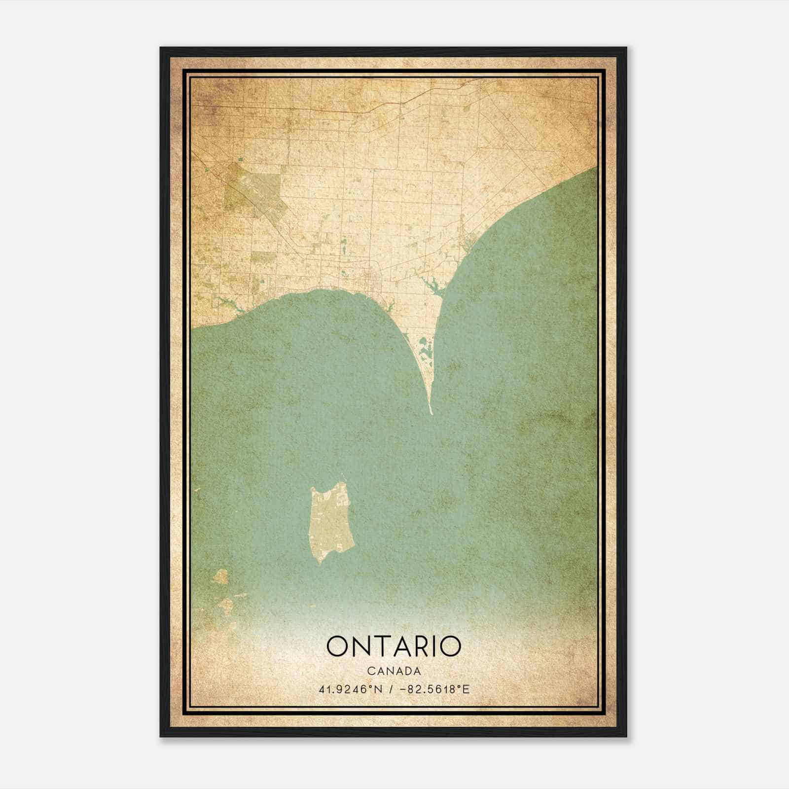 Vintage Leamington Canada Map Poster, Leamington City Road Wall Art Print