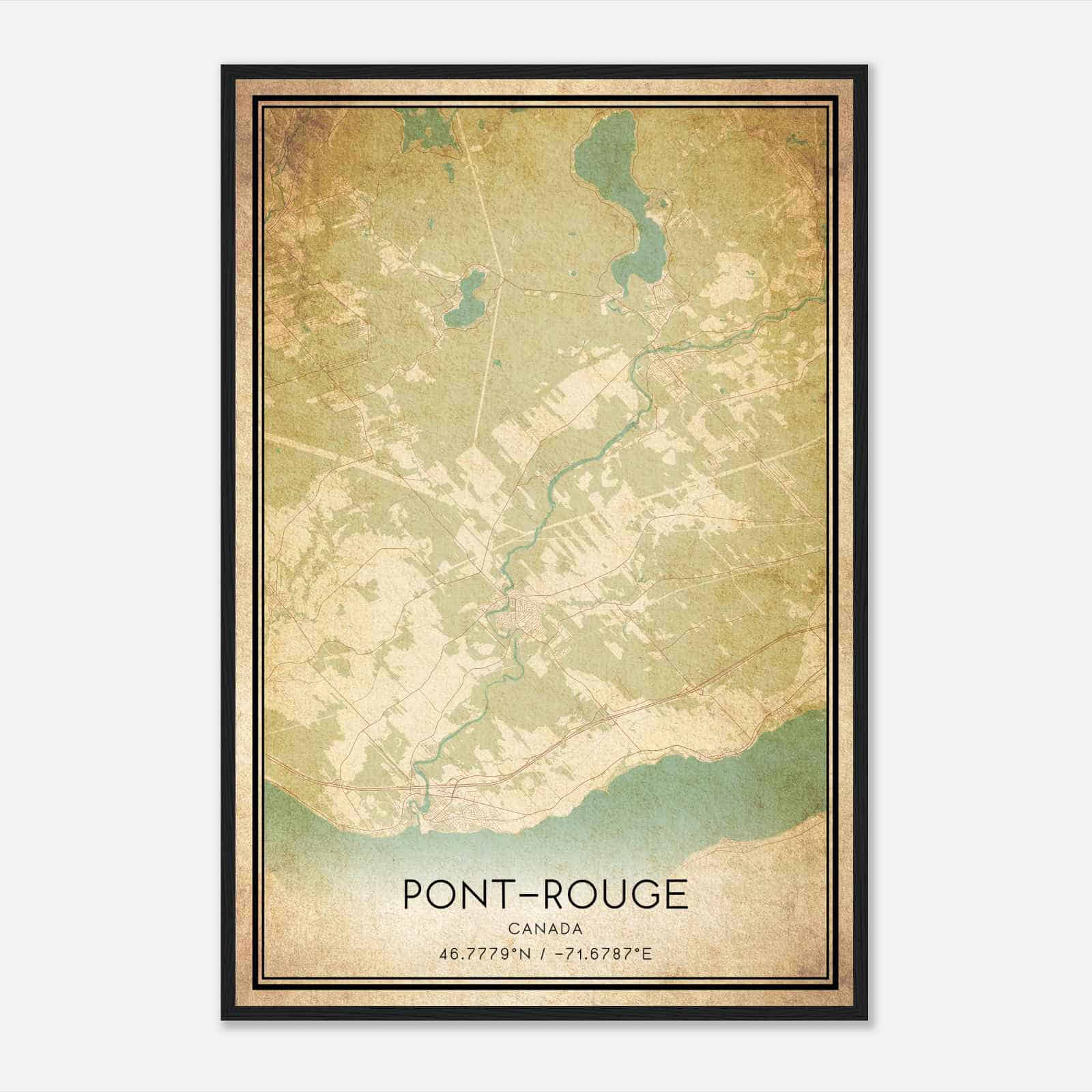 Vintage Pont-Rouge Canada Map Poster, Pont-Rouge City Road Wall Art Print