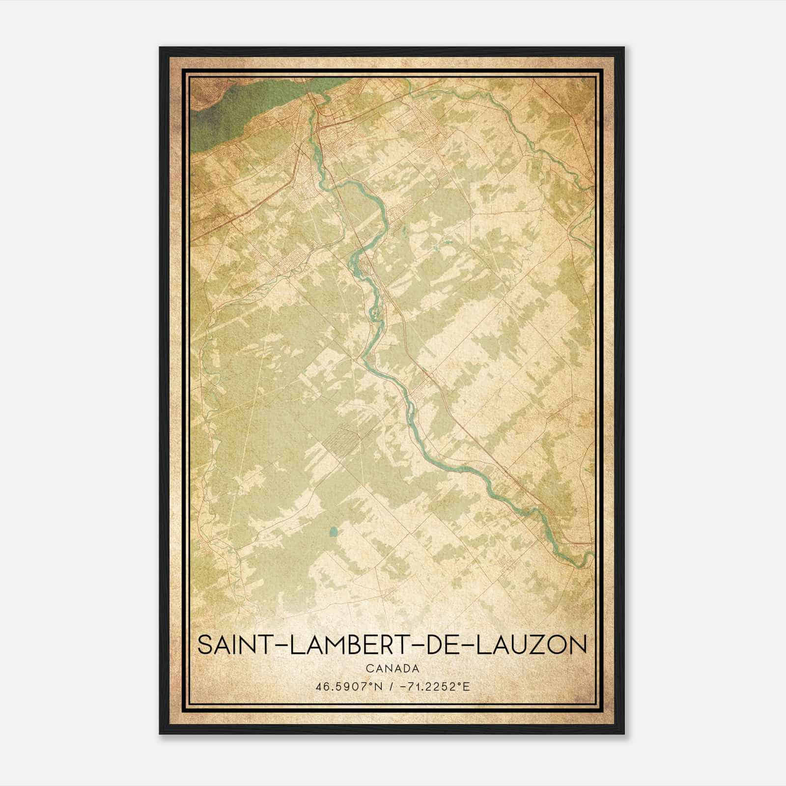 Vintage Saint-Lambert-de-Lauzon Canada Map Poster, Saint-Lambert-de-Lauzon City Road Wall Art Print