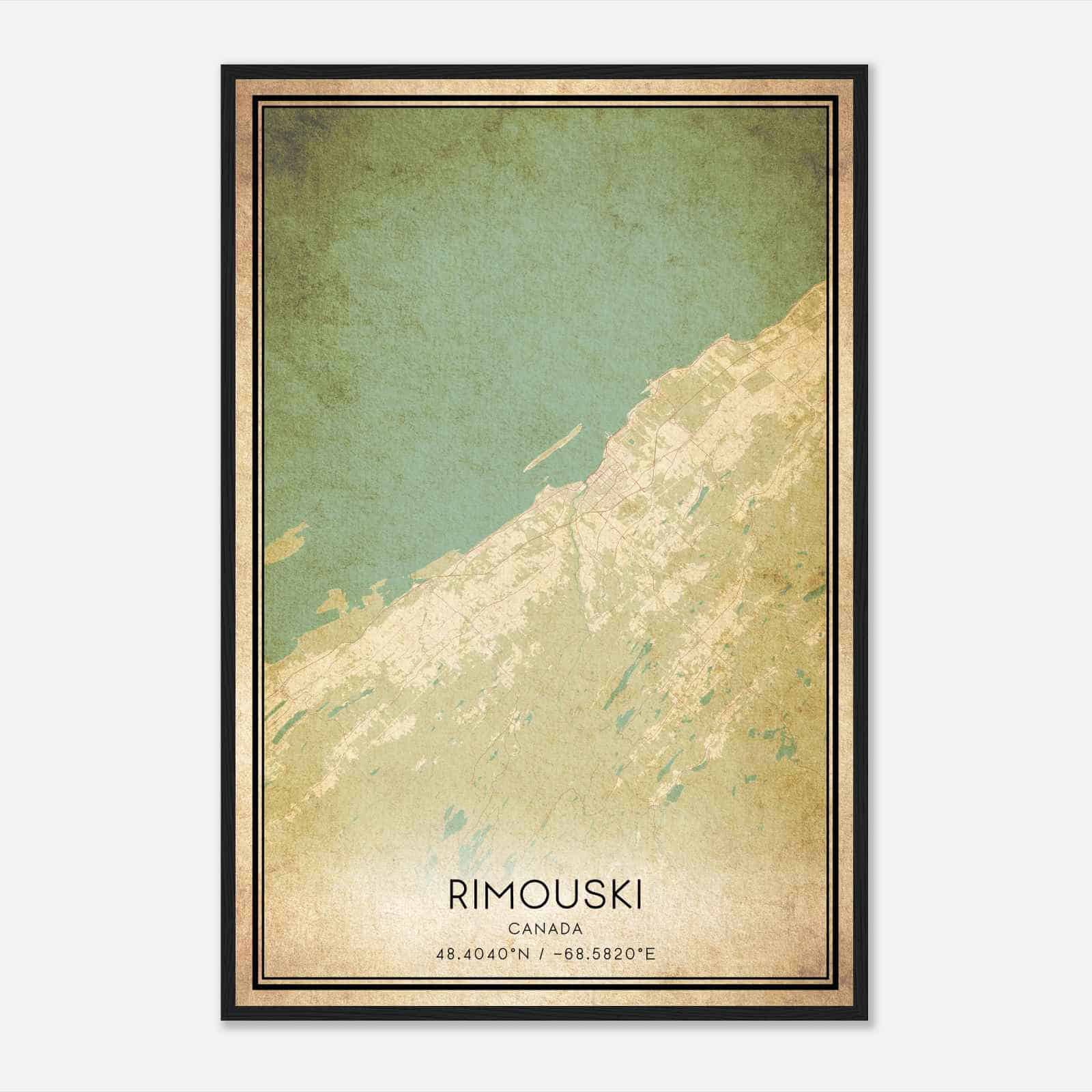 Vintage Rimouski Canada Map Poster, Rimouski City Road Wall Art Print