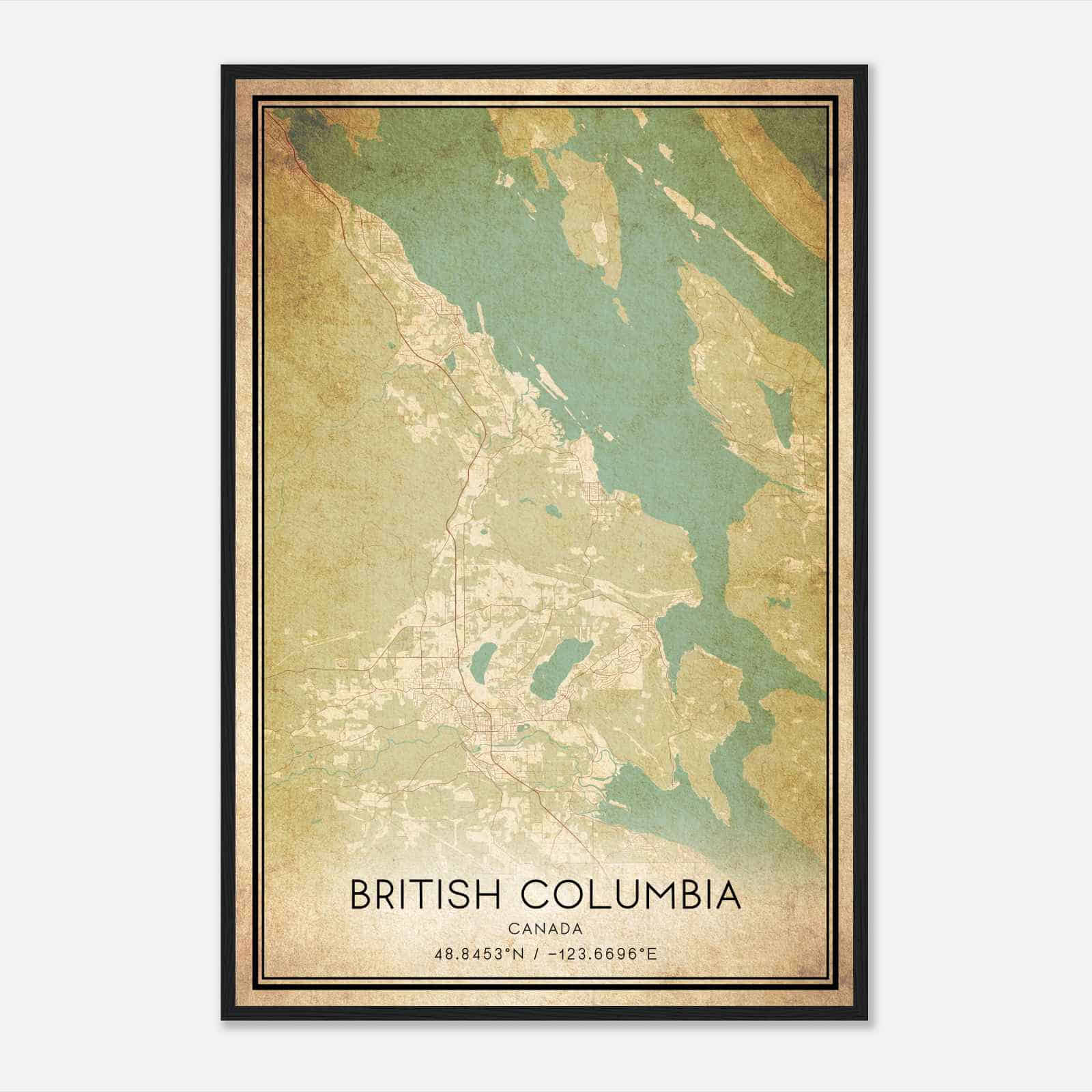 Vintage North Cowichan Canada Map Poster, North Cowichan City Road Wall Art Print