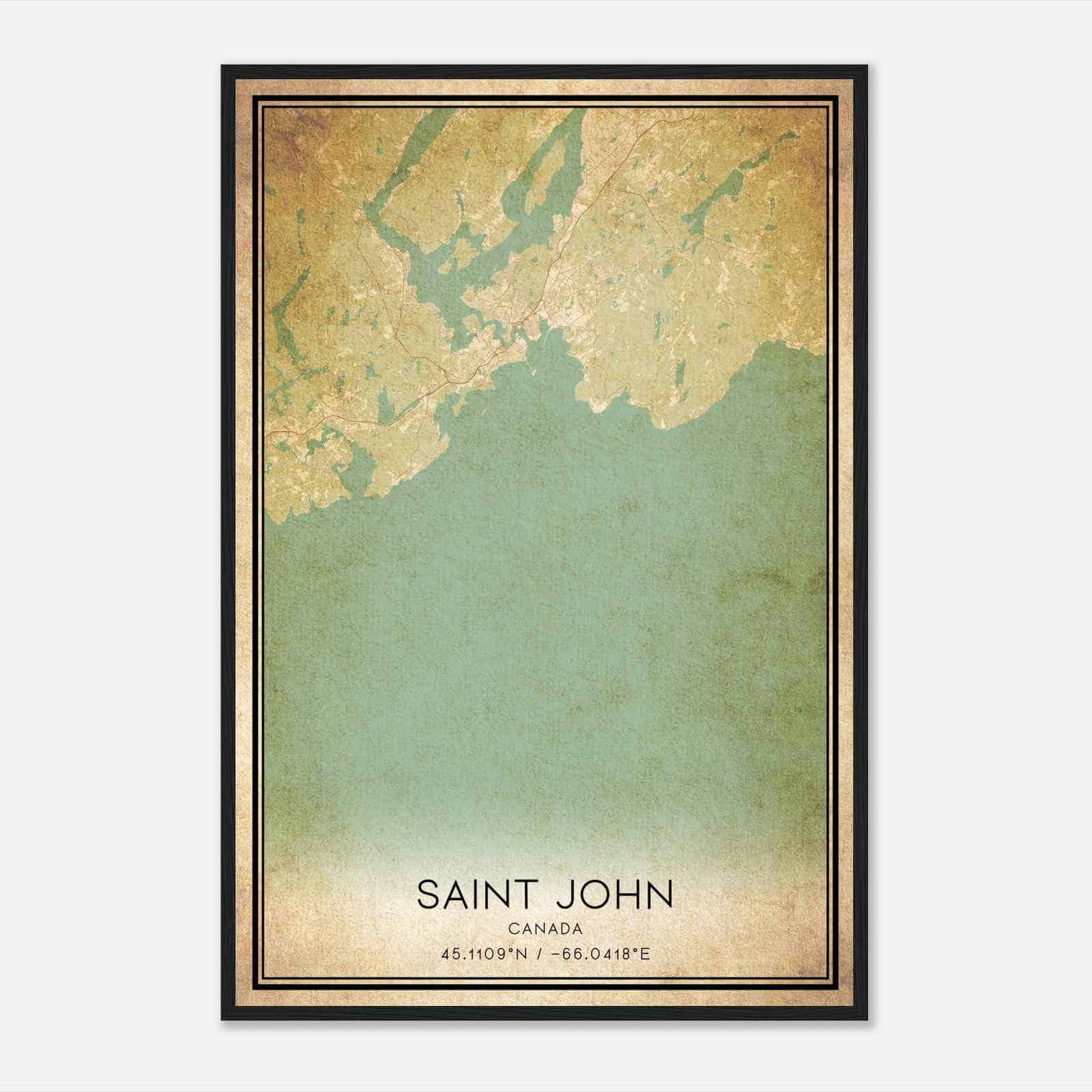 Vintage Saint John Canada Map Poster, Saint John City Road Wall Art Print