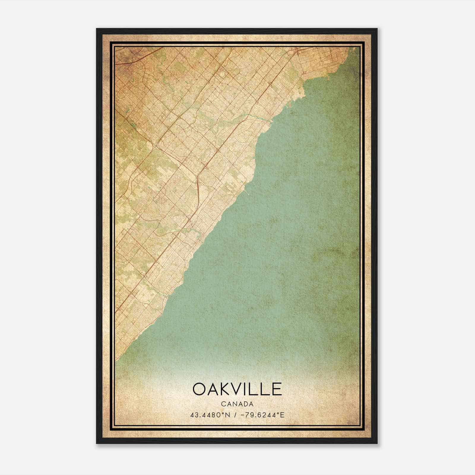 Vintage Oakville Canada Map Poster, Oakville City Road Wall Art Print