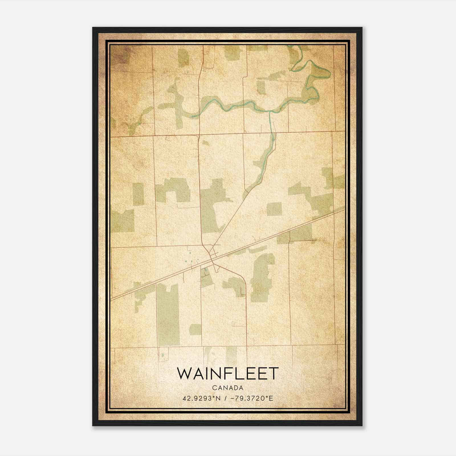 Vintage Wainfleet Canada Map Poster, Wainfleet City Road Wall Art Print