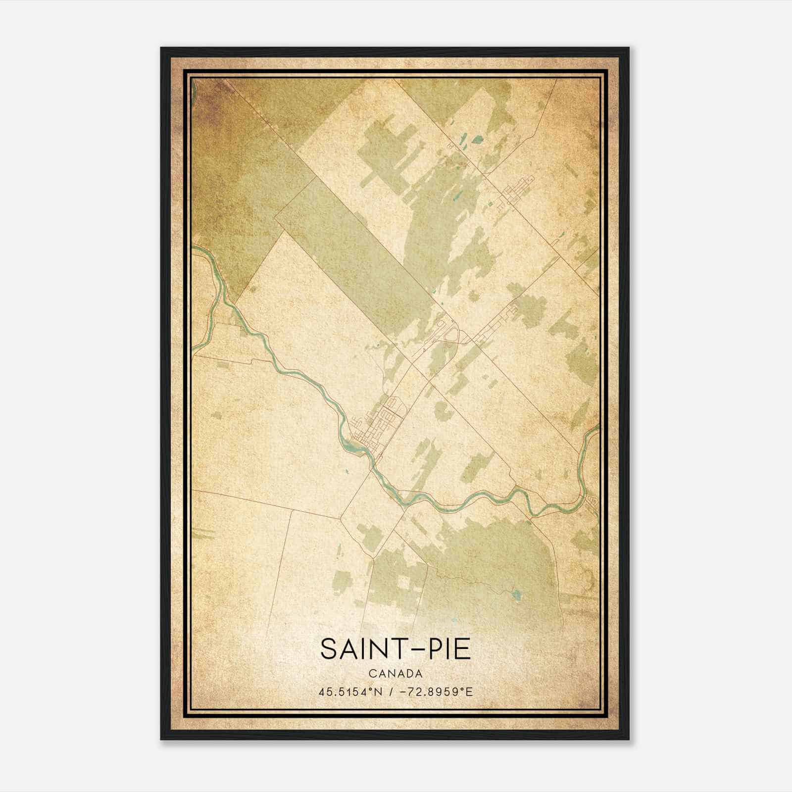 Vintage Saint-Pie Canada Map Poster, Saint-Pie City Road Wall Art Print