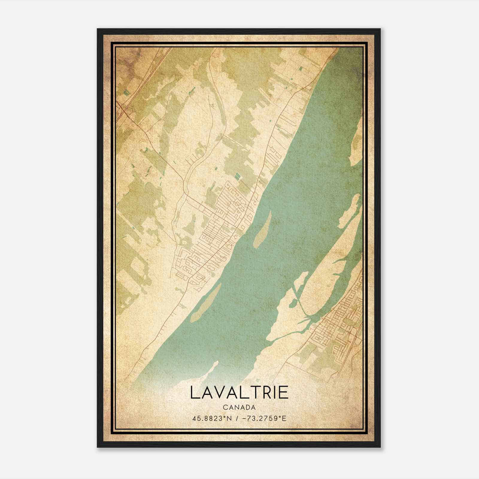 Vintage Lavaltrie Canada Map Poster, Lavaltrie City Road Wall Art Print