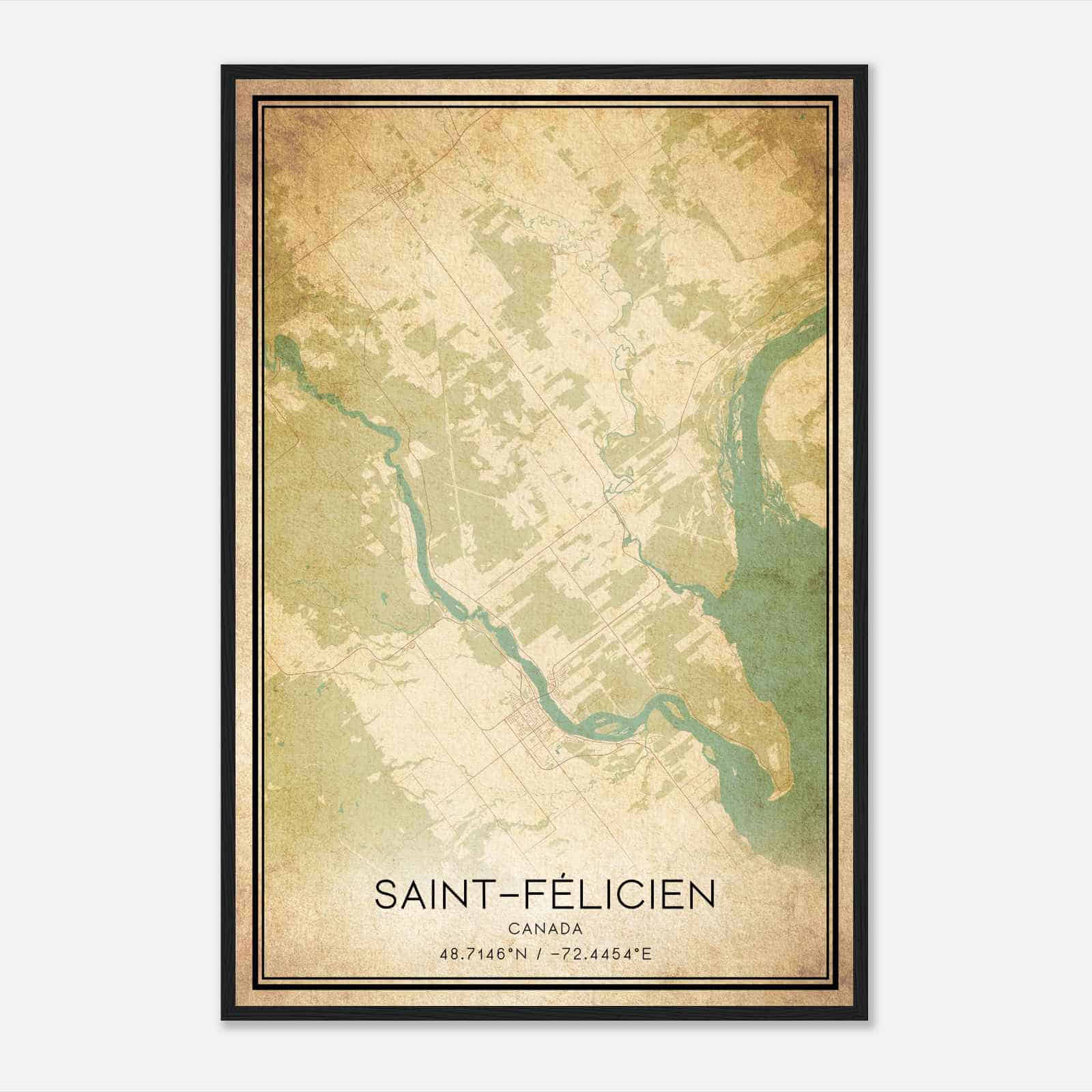 Vintage Saint-Felicien Canada Map Poster, Saint-Felicien City Road Wall Art Print