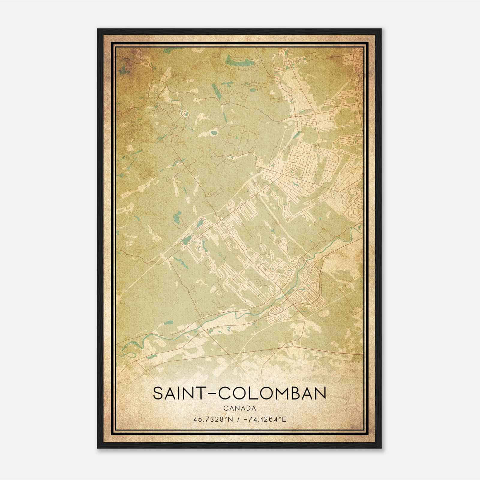 Vintage Saint-Colomban Canada Map Poster, Saint-Colomban City Road Wall Art Print