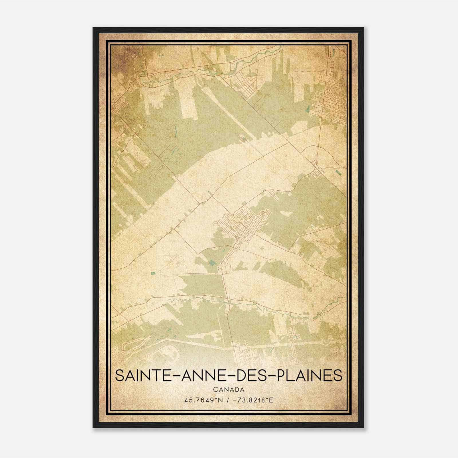 Vintage Sainte-Anne-des-Plaines Canada Map Poster, Sainte-Anne-des-Plaines City Road Wall Art Print