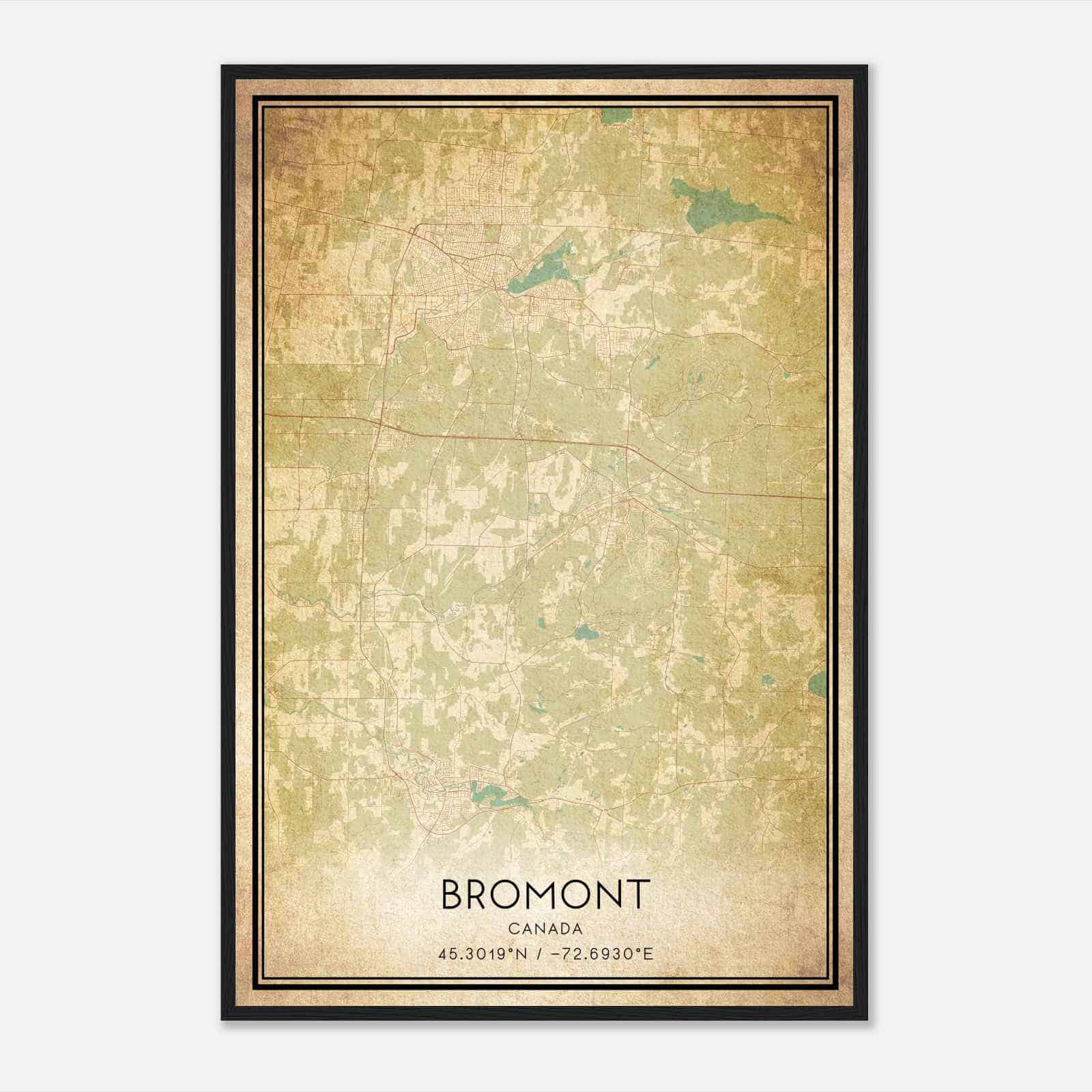 Vintage Bromont Canada Map Poster, Bromont City Road Wall Art Print Vintage Bromont Canada Map Poster, Bromont City Road Wall Art Print